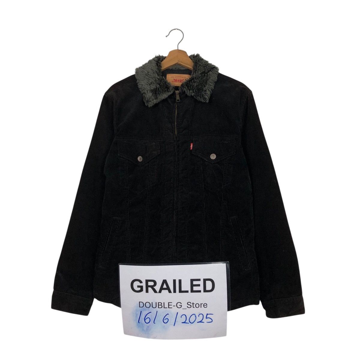 Levi's 📌Vintage Biker Chore Jacket Levi's Corduroy Mink Fur Collar Size US L / EU 52-54 / 3 - 1 Thumbnail
