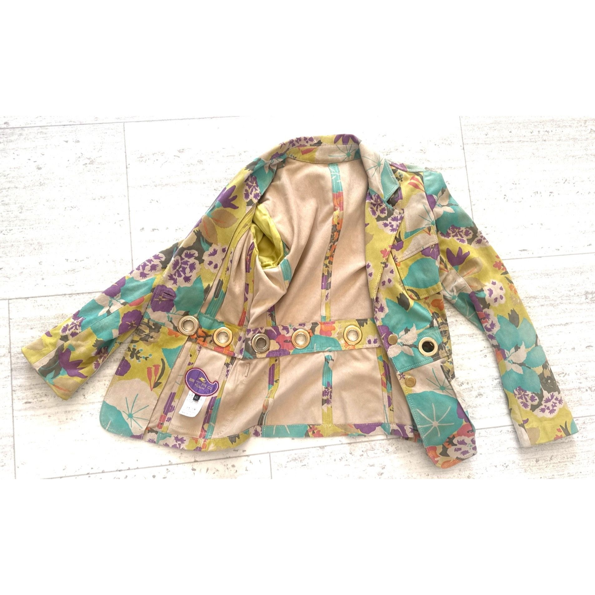 Designer Etro Milano Womens Floral Blazer Size Sm 40 Colorful Suede L Size S / US 4 / IT 40 - 6 Thumbnail