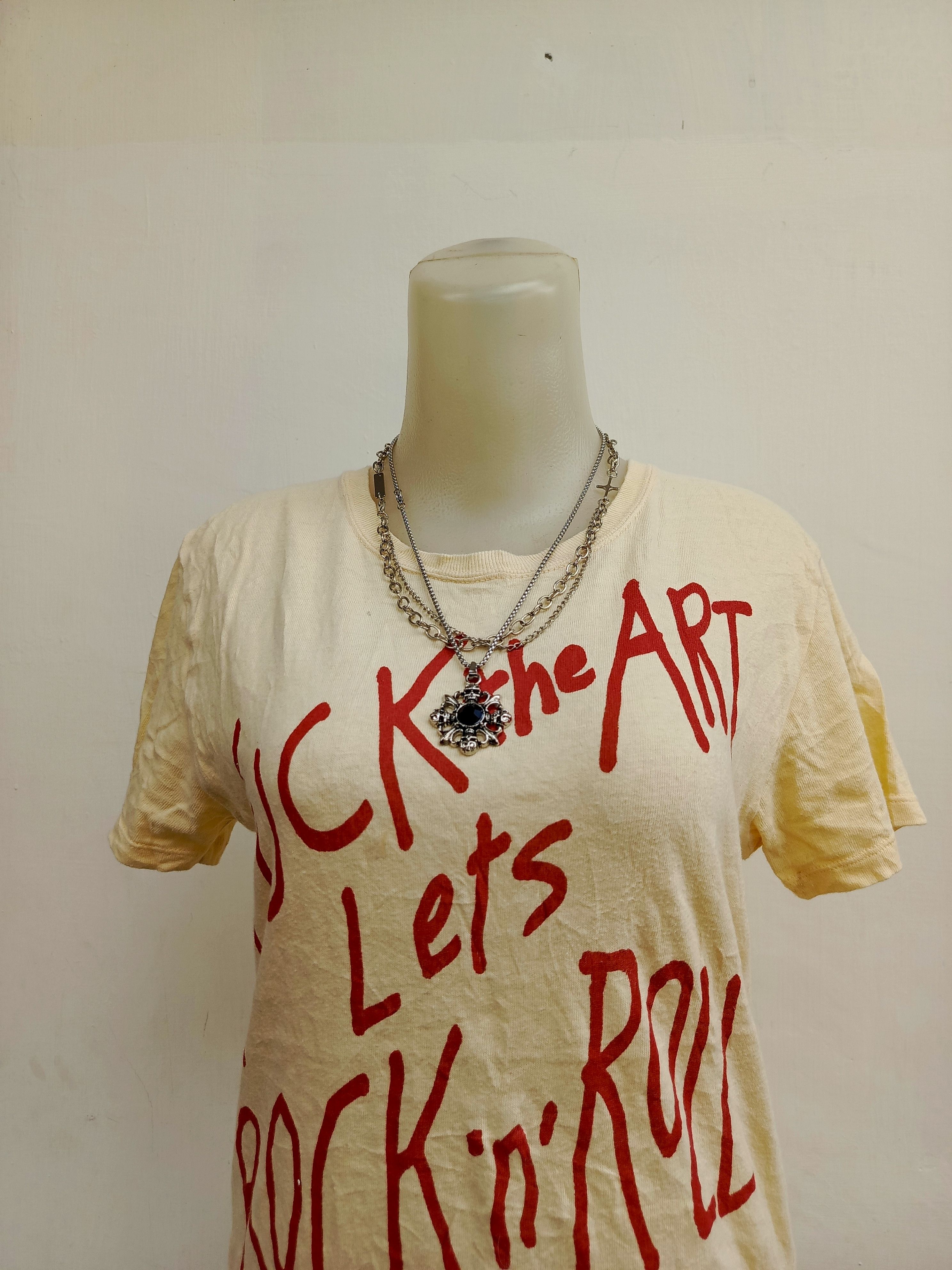 Japanese Brand Worn Free Fuck The Art Lets Rock N Roll Punk Rock Tee Size XS / US 0-2 / IT 36-38 - 2 Thumbnail