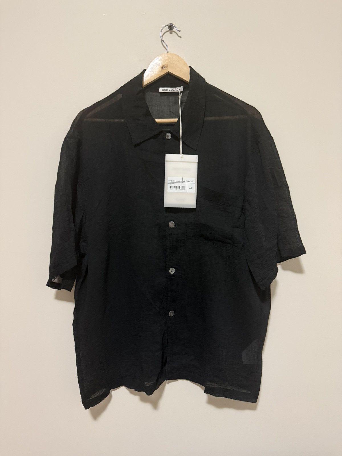 Our Legacy BOX SHIRT SHORTSLEEVE Black Rayon Plait Size US M / EU 48-50 / 2 - 6 Thumbnail