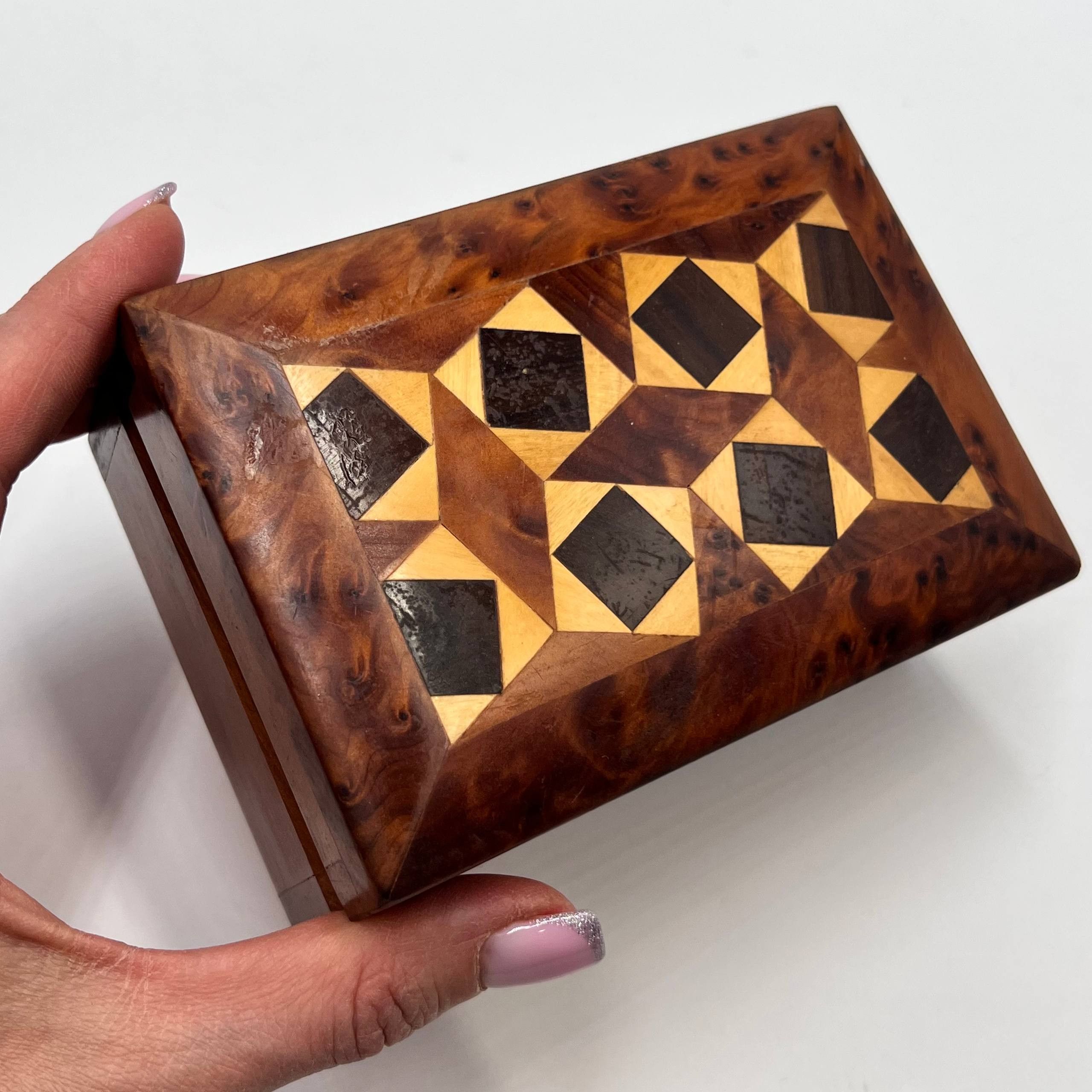 Vintage Vintage Soviet Wooden Box Karelian Birch Inlay Handmade Size ONE SIZE - 2 Thumbnail
