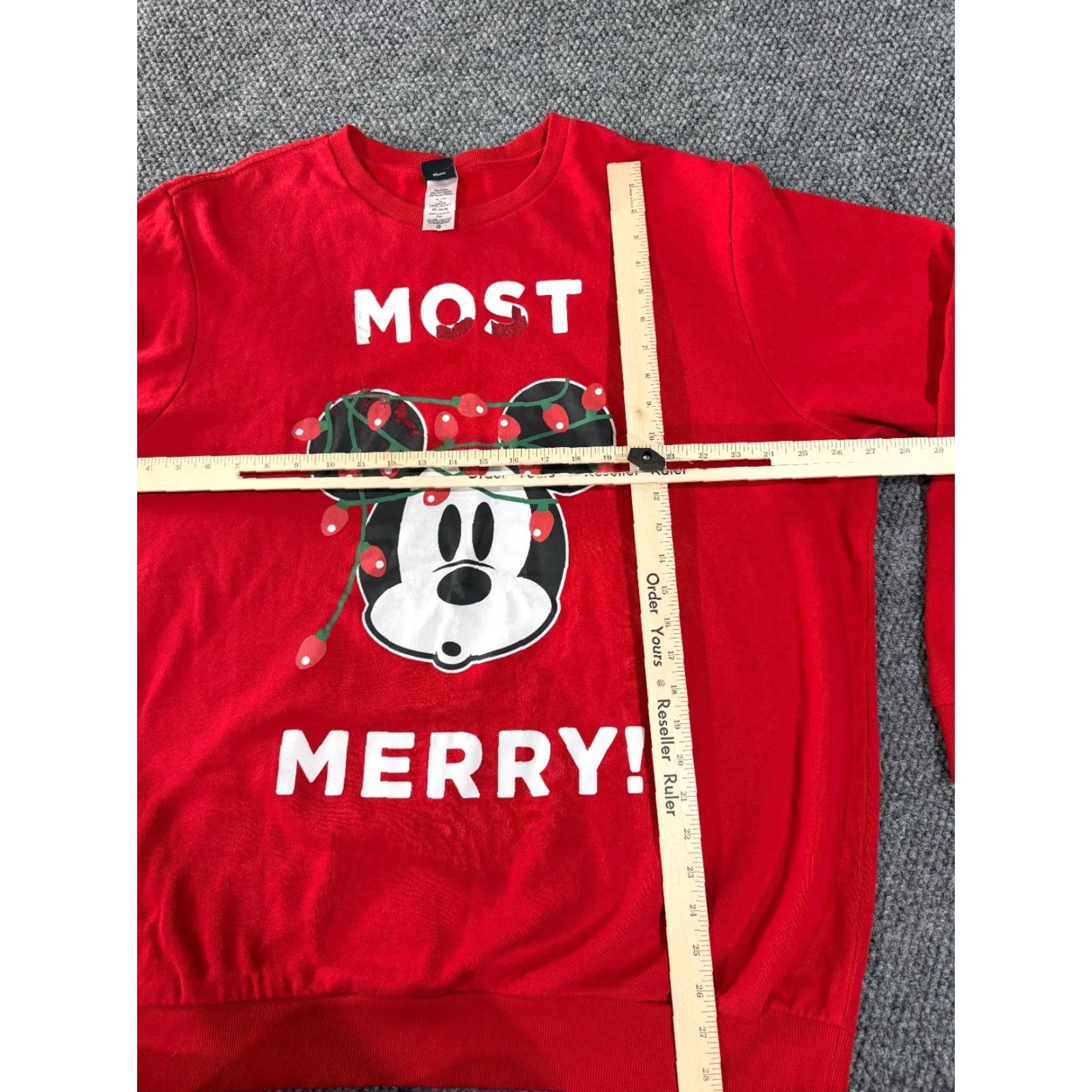 Disney Disney Sweatshirt Mens 3XL Red Mickey Mouse Holiday Christmas Graphic Most Merry Holiday Mens Size US XXL / EU 58 / 5 - 3 Thumbnail