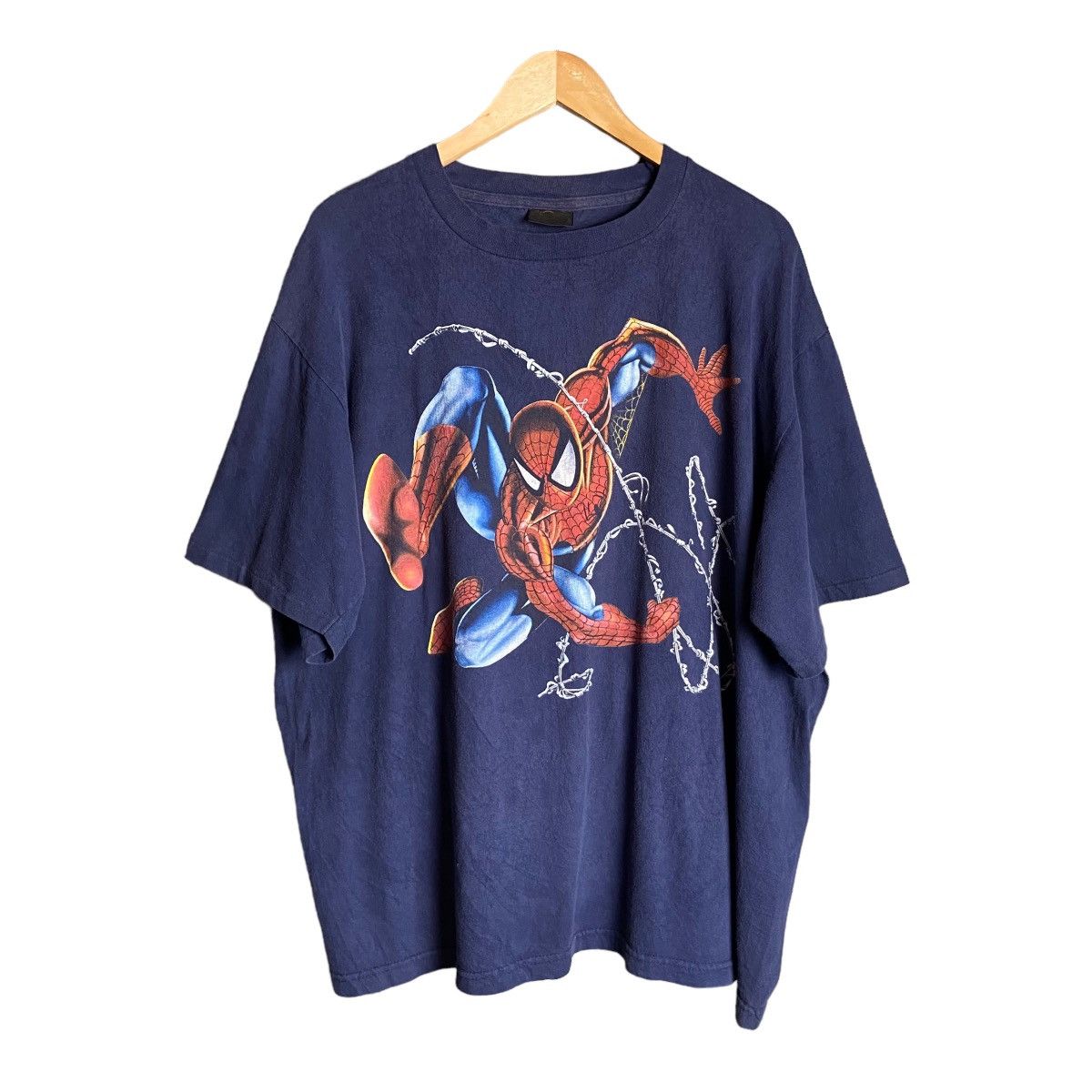 T-shirt Vintage Années 90 - Bart Simpson Et Spider-Man (Marvel) - Taille XL - Noir - Occasion Très Bon état