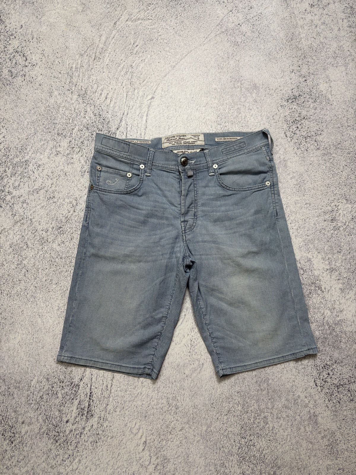 Jacob Cohen Jacob Cohën PW633 Pinstripe Shorts Handmade Premium Denim Size US 33 - 6 Thumbnail