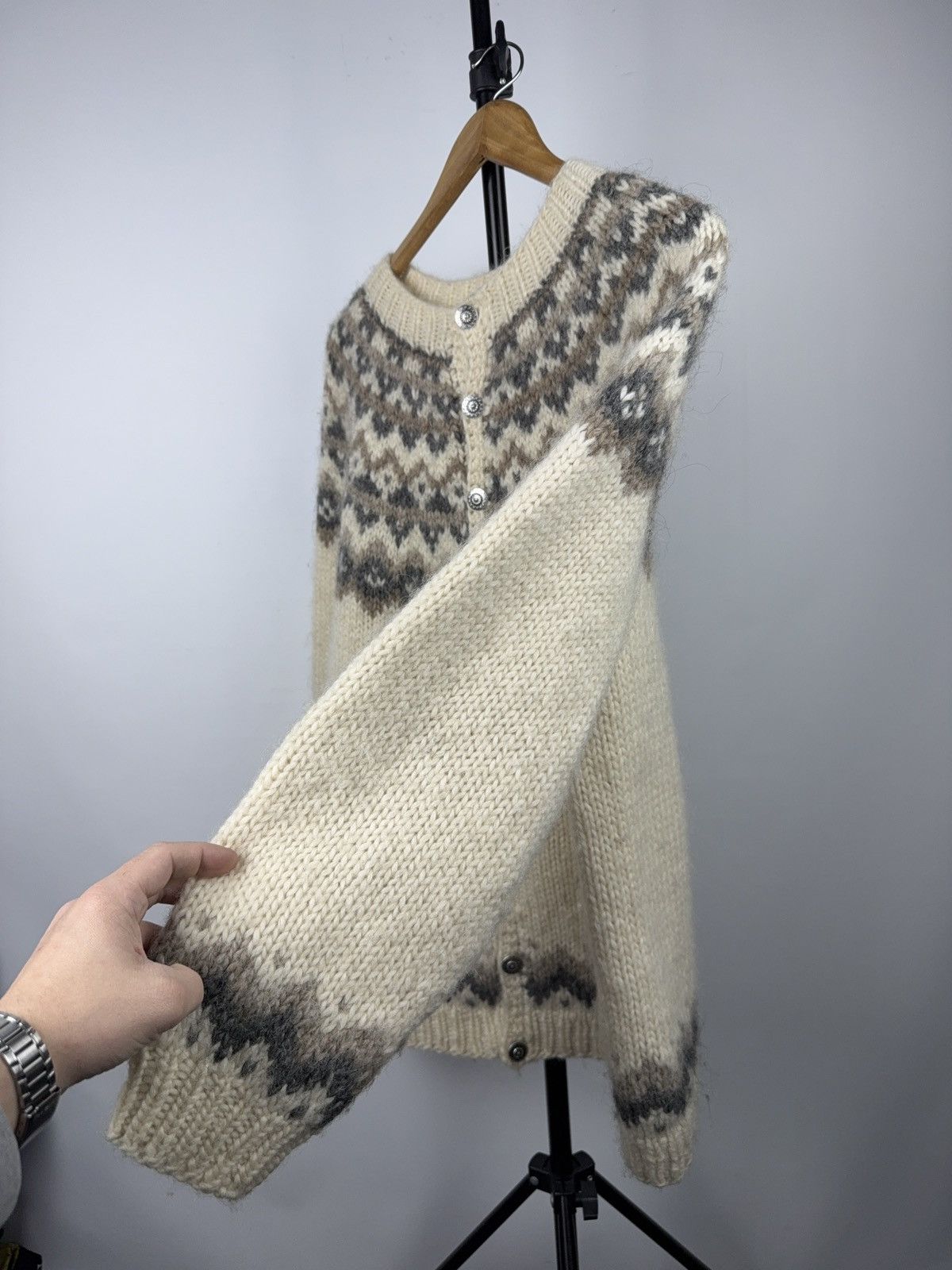 Japanese Brand Retro Vintage 90s Hilda Ltd Nordic Fair Isle Wool Cardigan Size US L / EU 52-54 / 3 - 6 Thumbnail