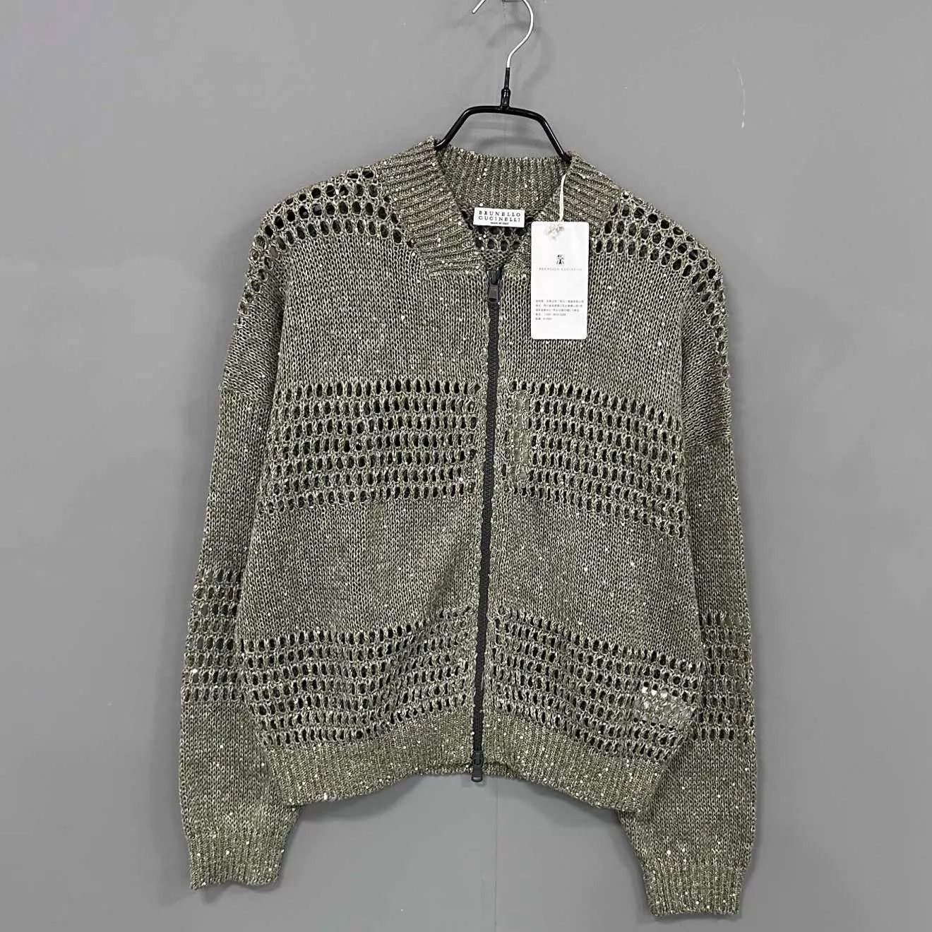 Brunello Cucinelli BC solid linen blend openwork zip-up jacket XS new Size XS / US 0-2 / IT 36-38 - 1 Thumbnail