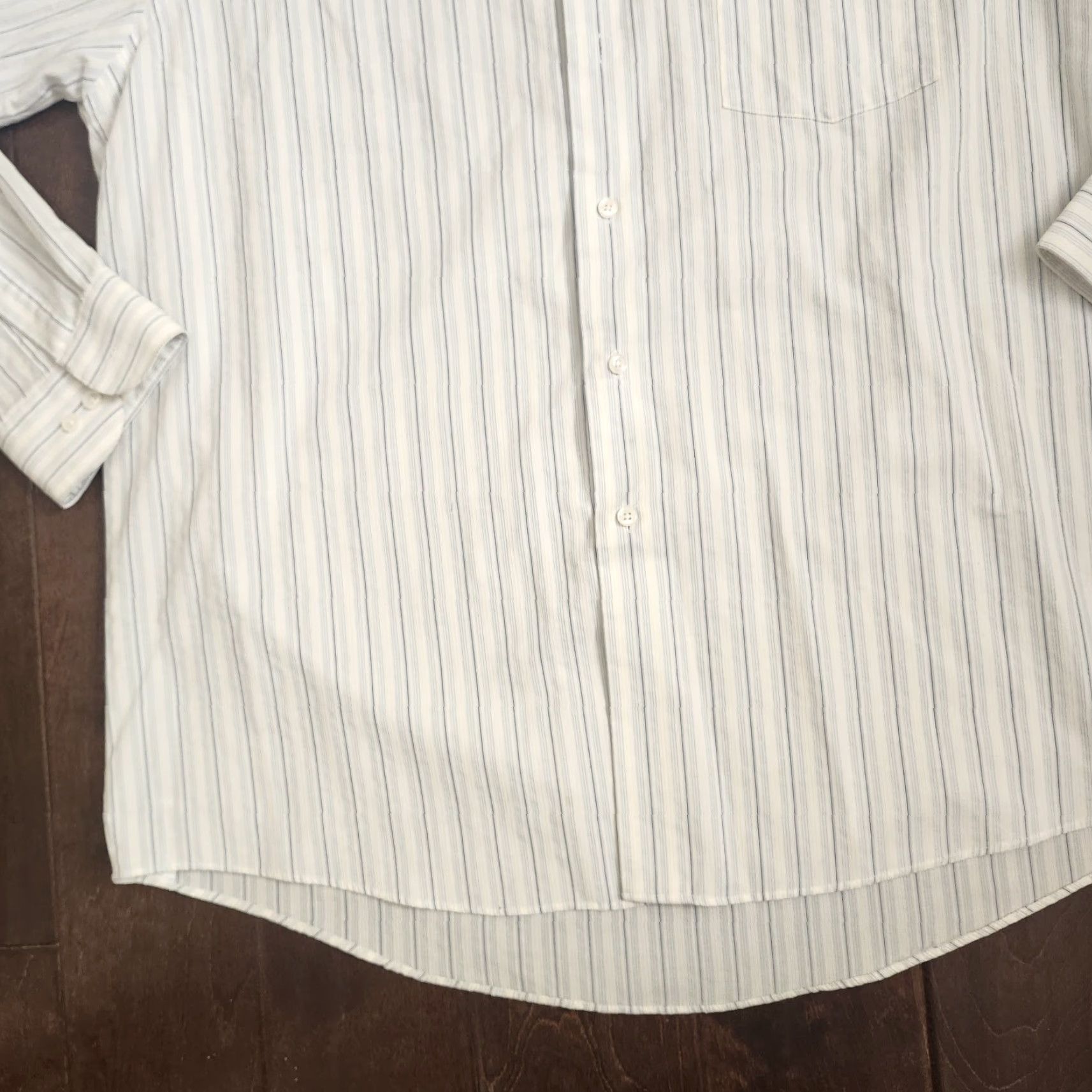 Van Heusen Van Heusen Mens Dress Shirt Striped Long Sleeve Button Up 17 36/37 Multicolor Regular Size 46R - 7 Thumbnail