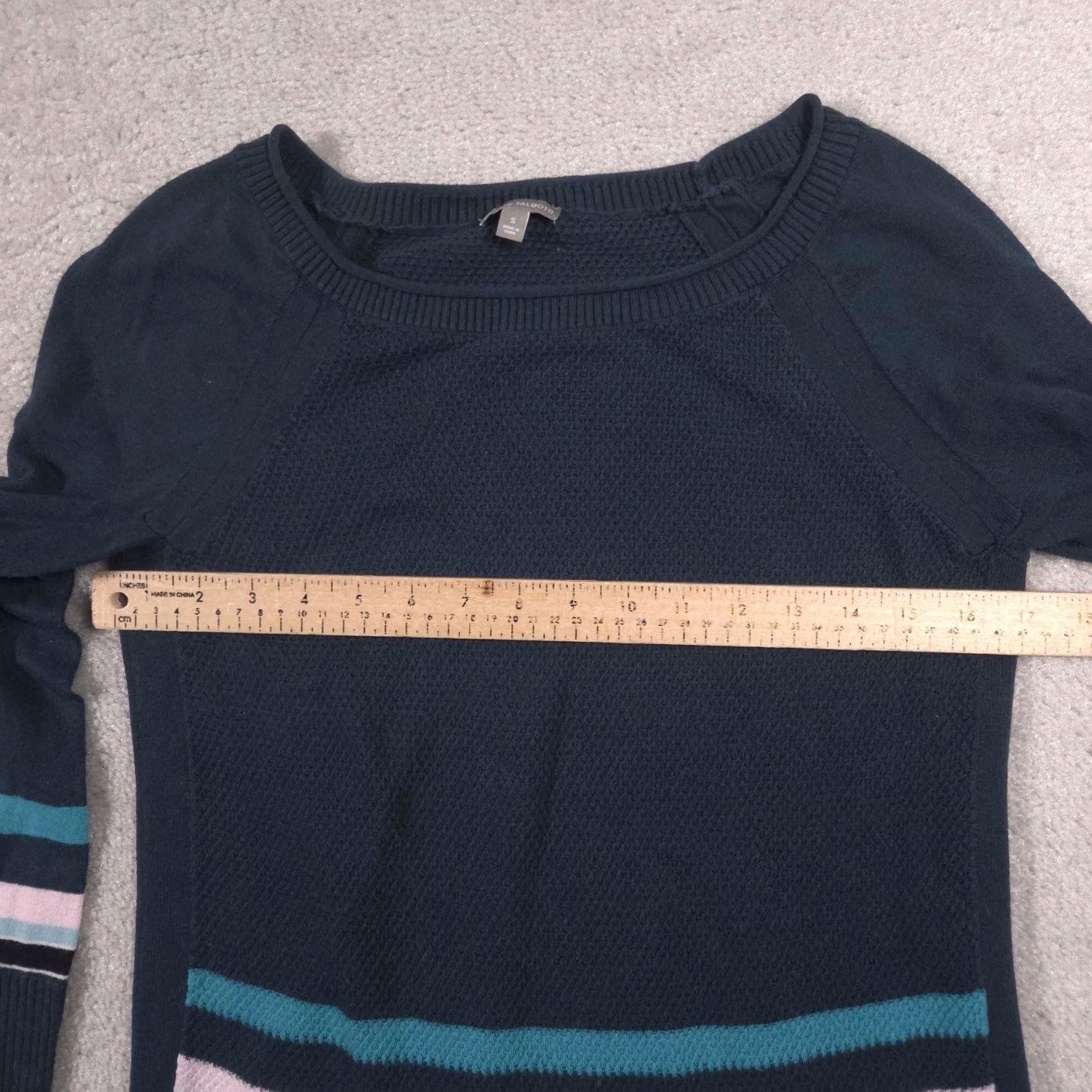 Talbots Talbots Sweater Womens Small Blue Striped Boat Neck Long Sleeve Pullover Knit Size S / US 4 / IT 40 - 7 Thumbnail