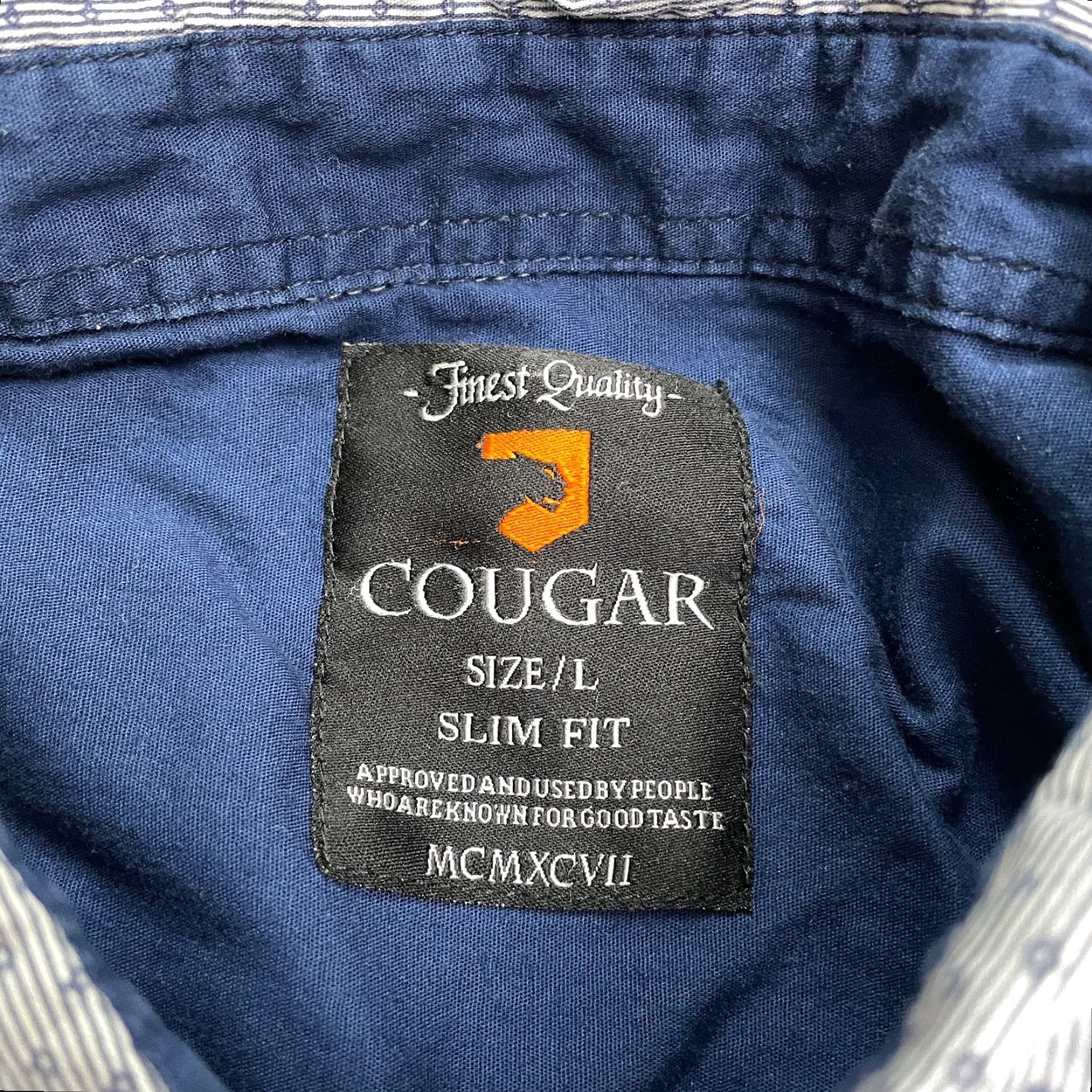 Cougar VINTAGE Cougar Slim Fit Button-Down Shirt Mens Large Blue Pinstripe Cotton Casual Office Size US L / EU 52-54 / 3 - 4 Thumbnail