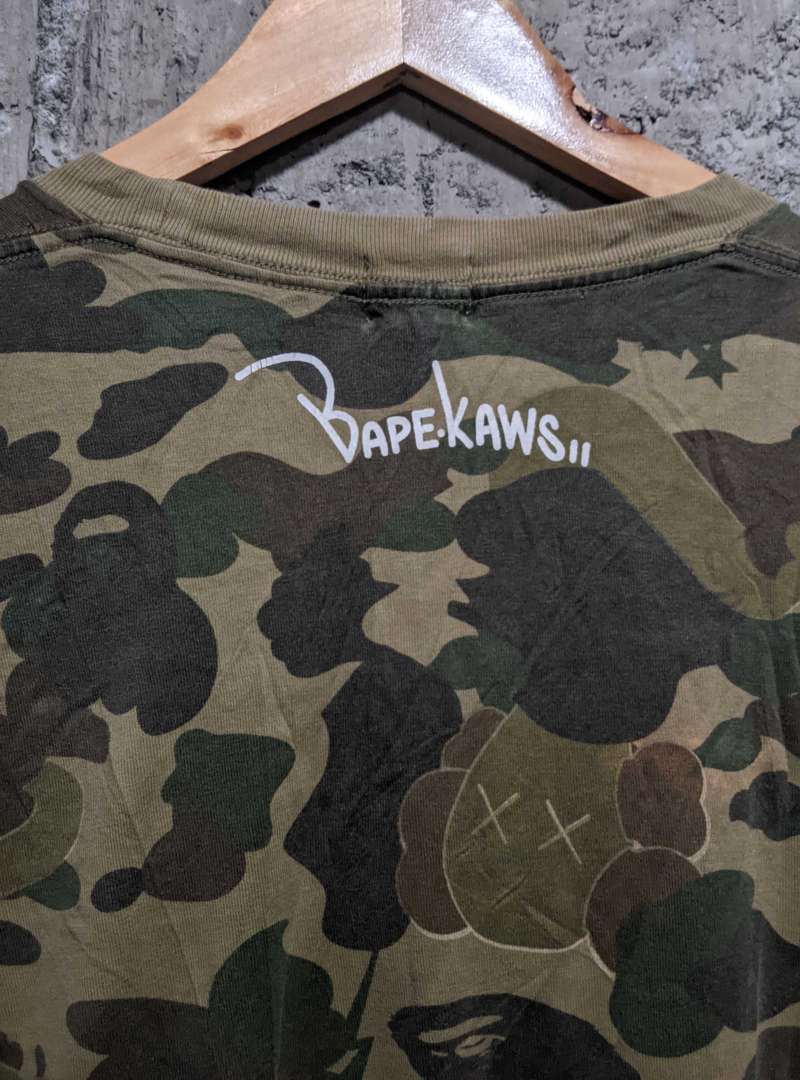 Vintage Vintage 2005 bape x kaws first collab camo t shirt Size US XL / EU 56 / 4 - 6 Thumbnail