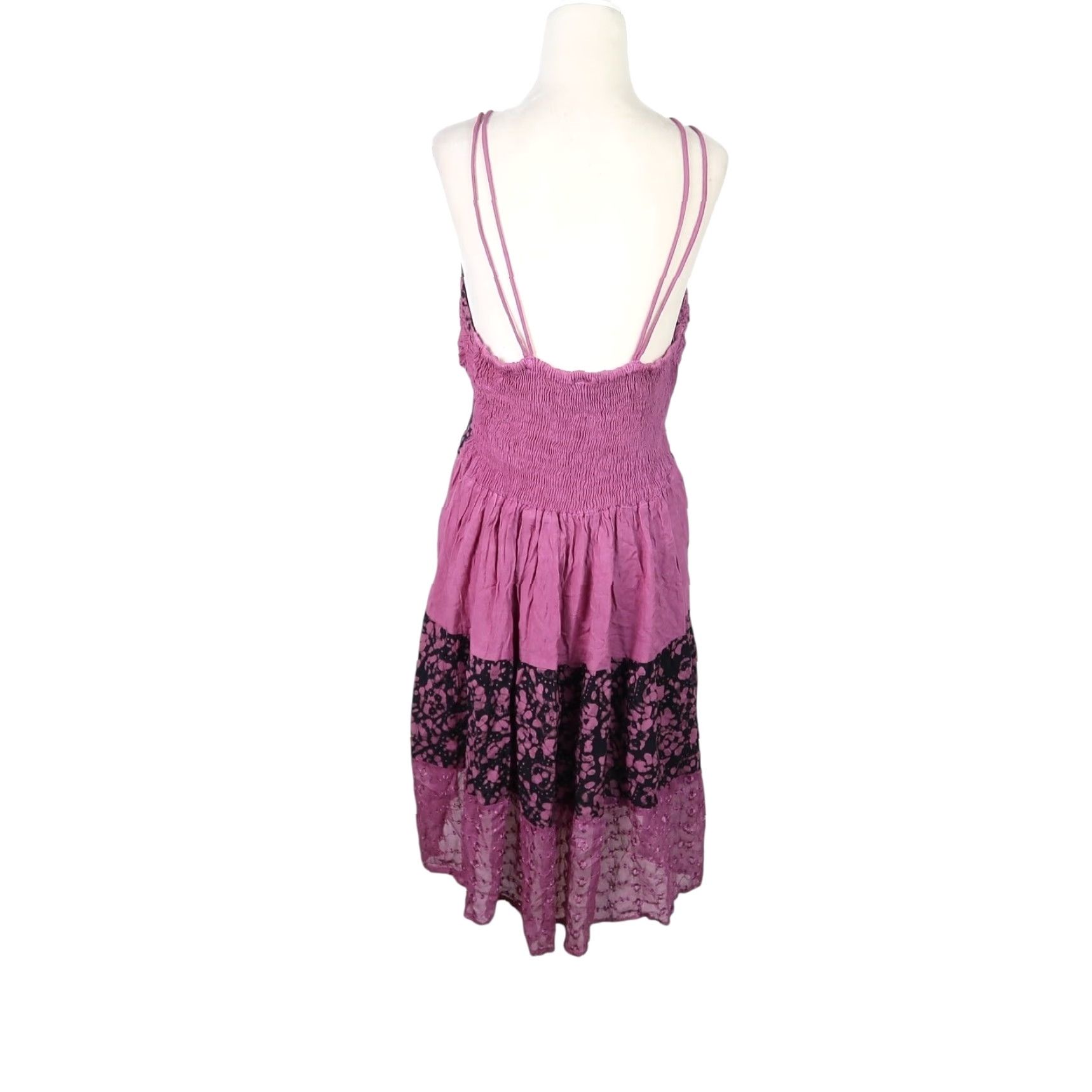 Vintage VINTAGE 90s Advance Apparels Dress Mini Sleeveless Purple Black Cotton Rayon Womens M Short Bohemian 90s Casual Dress Size M / US 6-8 / IT 42-44 - 4 Thumbnail