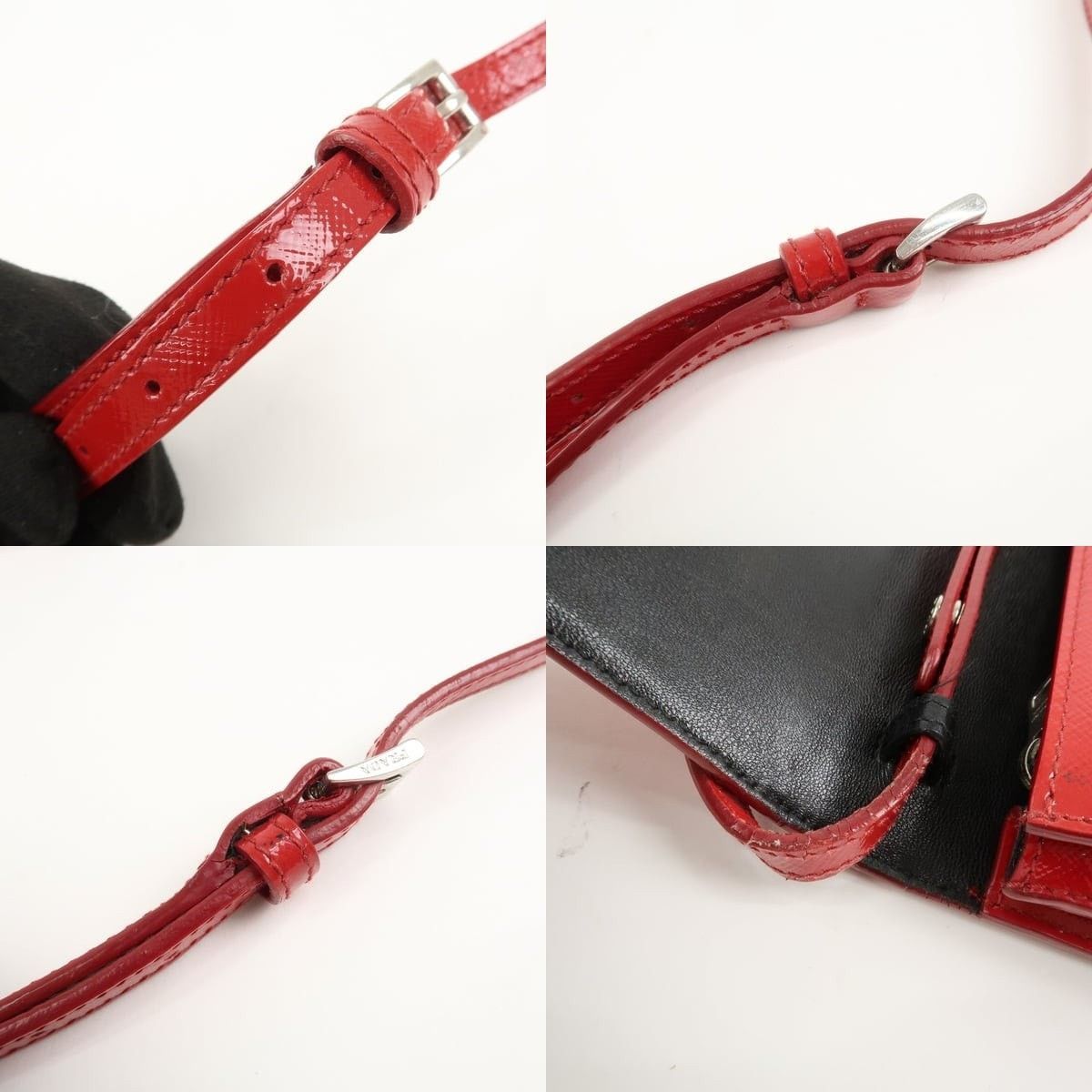 Prada Prada Saffiano Mini Shoulder Bag Red Size ONE SIZE - 4 Thumbnail