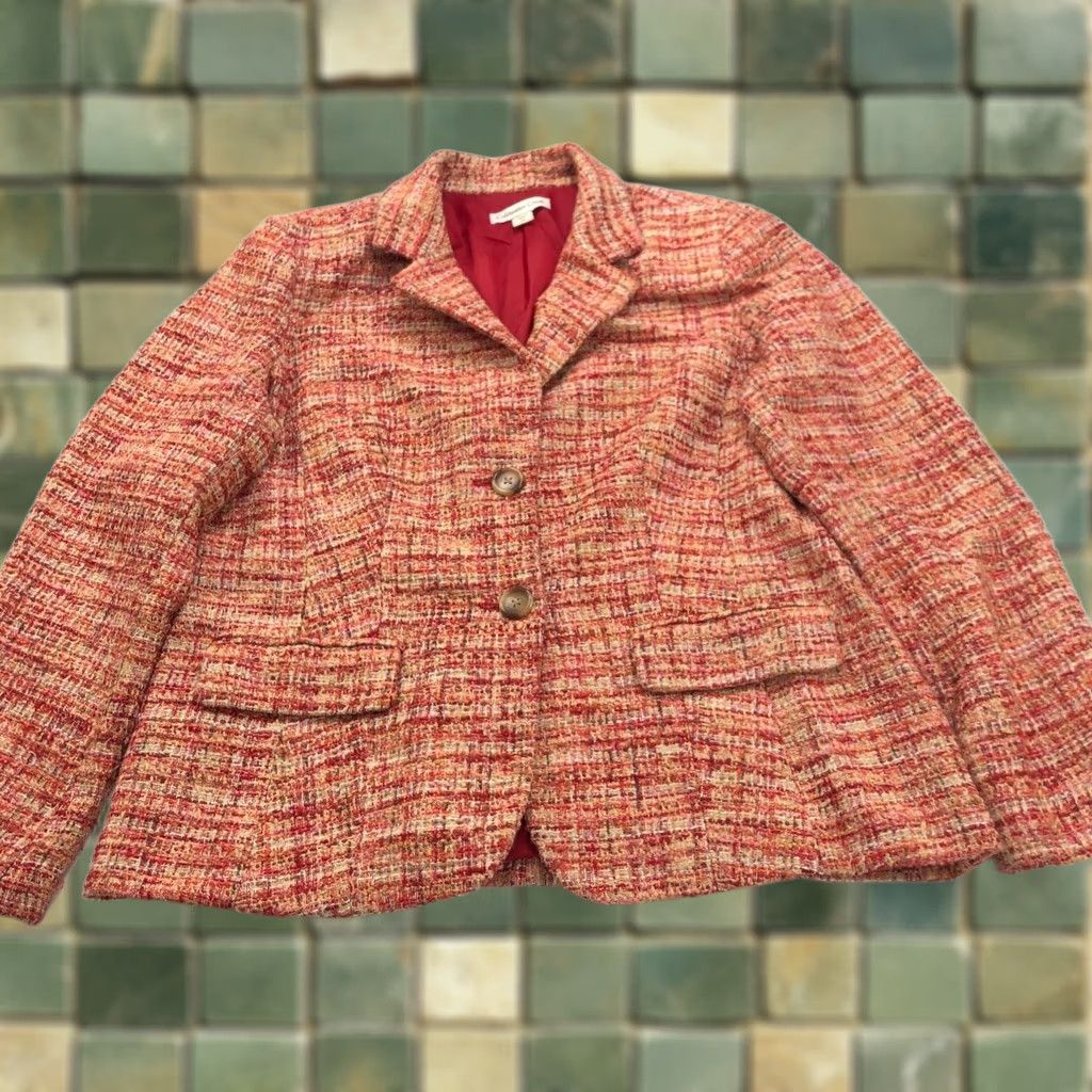 Coldwater Creek Coldwater Creek Blazer Jacket Women's Orange Tweed Button Polyester Blend 14 Regular Long Sleeve Mid-Length Blazer Style Mens Womens Girls Size XL / US 12-14 / IT 48-50 - 1 Thumbnail
