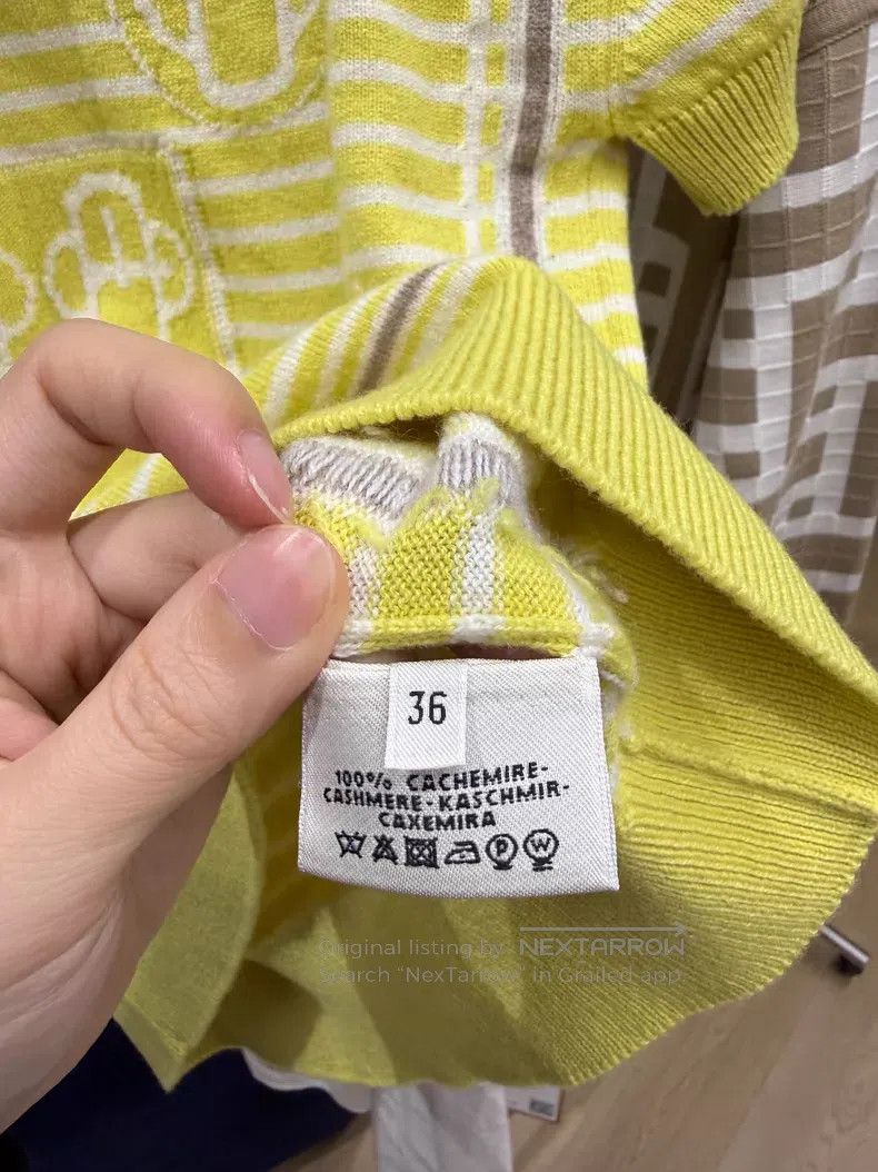 Hermes Hermes Striped Jacquard Goat Cashmere Short Sleeve - Cashm Size XS / US 0-2 / IT 36-38 - 4 Thumbnail