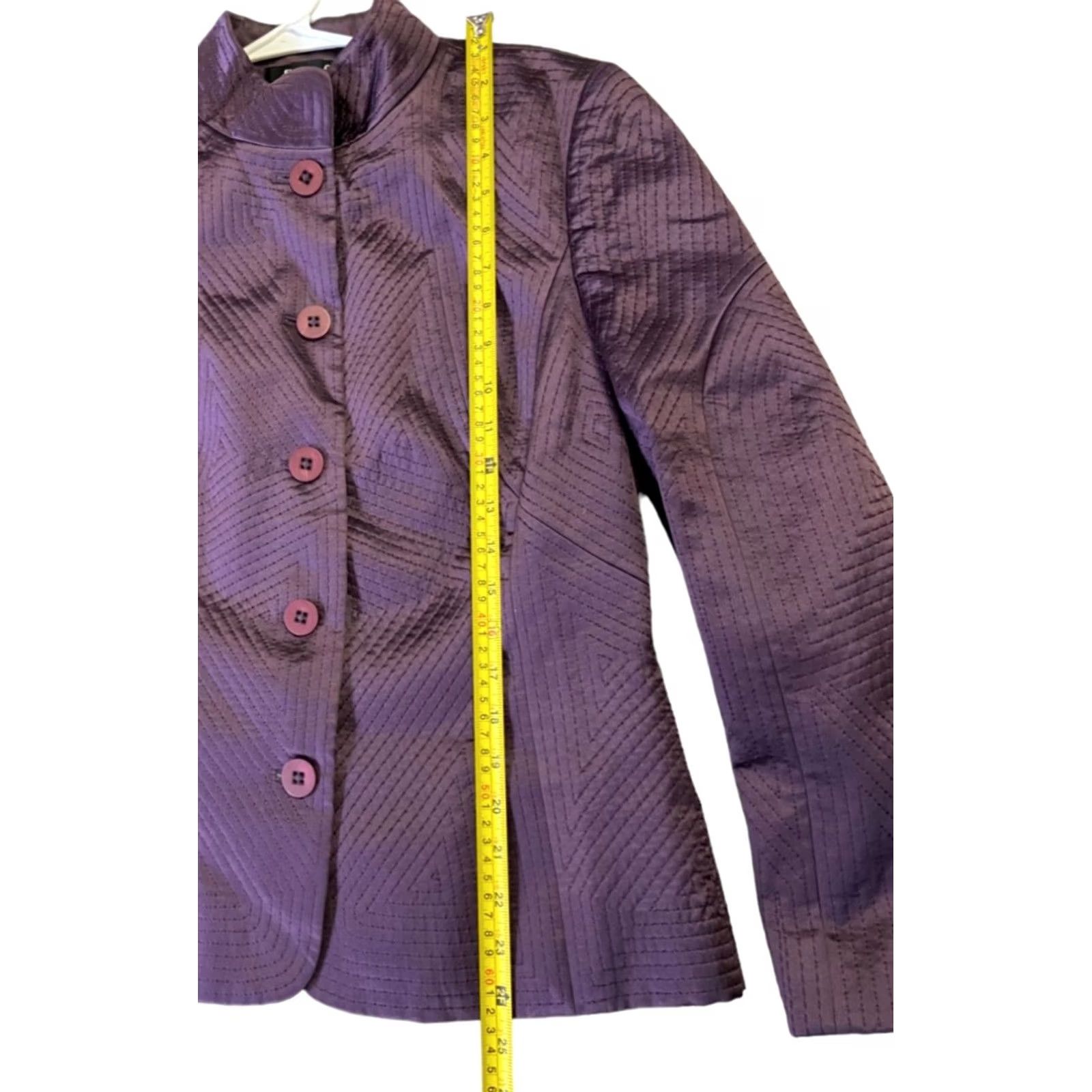 Ellen Tracy Ellen Tracy Blazer Purple 100% Silk Size 10 L/S Button Dress Designer Top Women Jacket Clothing Size L / US 10 / IT 46 - 6 Thumbnail