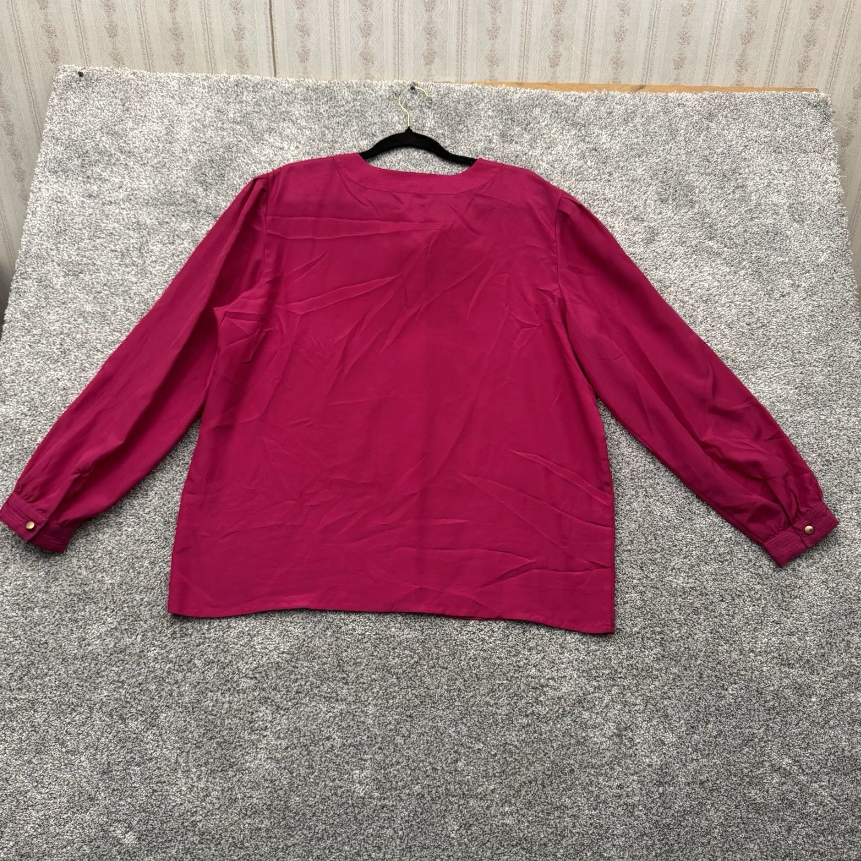 Vintage VINTAGE Sheridan Square Top Womens Size 18 Button-Up Office Feminine 90s Y2K Purple Solid Polyester Long Sleeve Collared Plus Size Womens Size XXL / US 16-18 / IT 52-54 - 7 Thumbnail