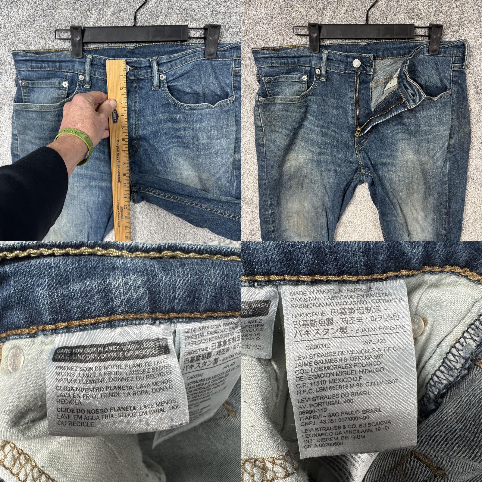 Levi's Levi's Jeans Mens 34x34 Blue Slim Straight Fit Stretch Denim Zip Fly Classic Straight Leg Size US 34 / EU 50 - 8 Thumbnail