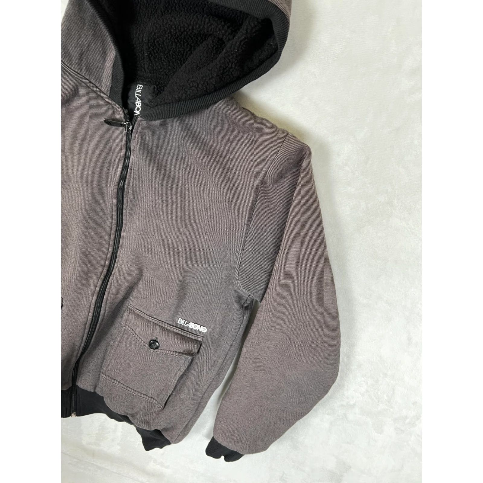 Billabong VINTAGE Billabong Jacket S Gray Fleece Lined Hooded Full Zip Boys Surf Popular Zip Size US S / EU 44-46 / 1 - 3 Thumbnail
