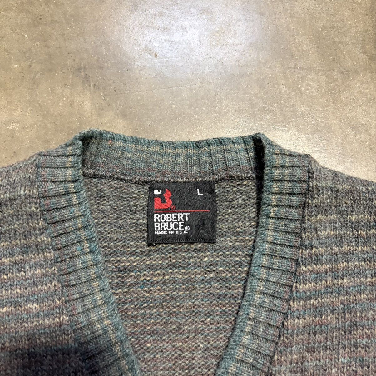 Robert Bruce Vintage Wool Sweater Vest Striped V Neck 80s Robert Bruce Size US L / EU 52-54 / 3 - 9 Thumbnail