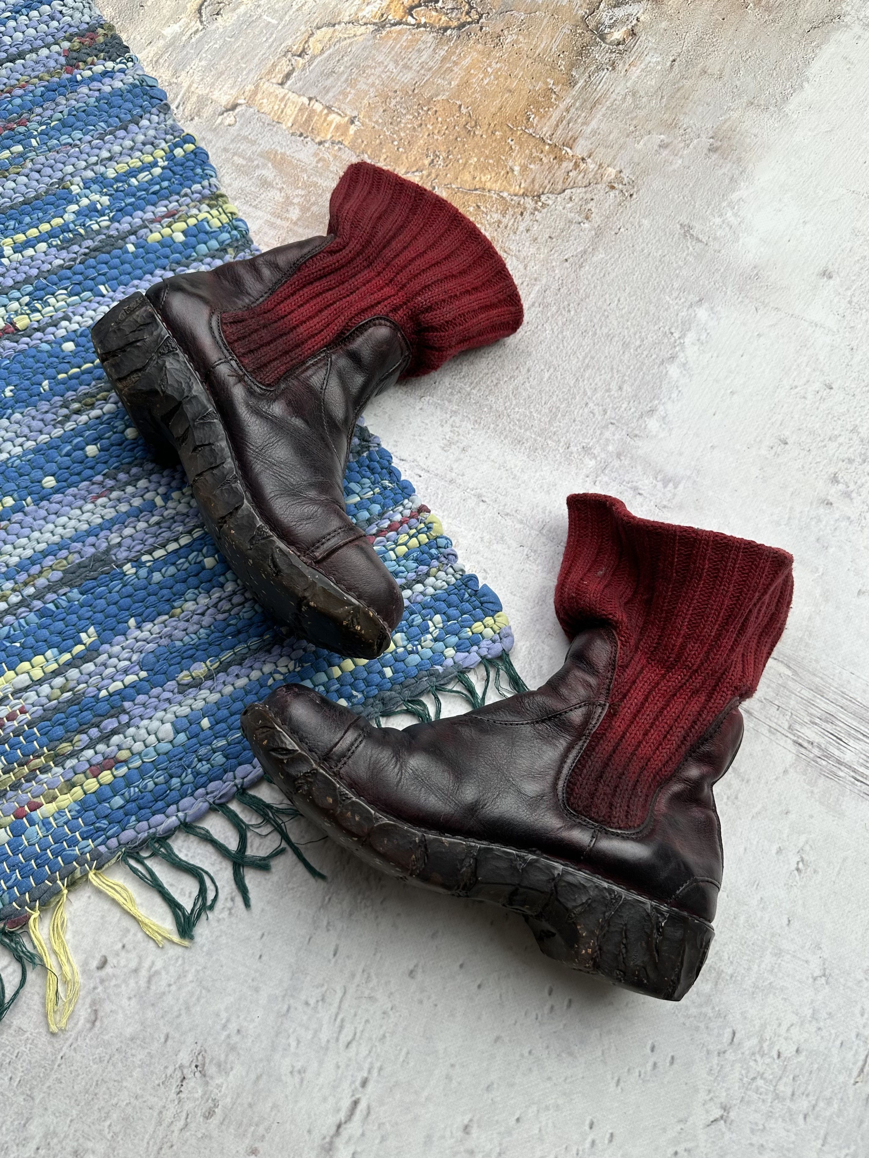 Japanese Brand Vintage Futuristic Leather Boots With Wool Toe A110D1(567) Size US 9 / IT 39 - 4 Thumbnail