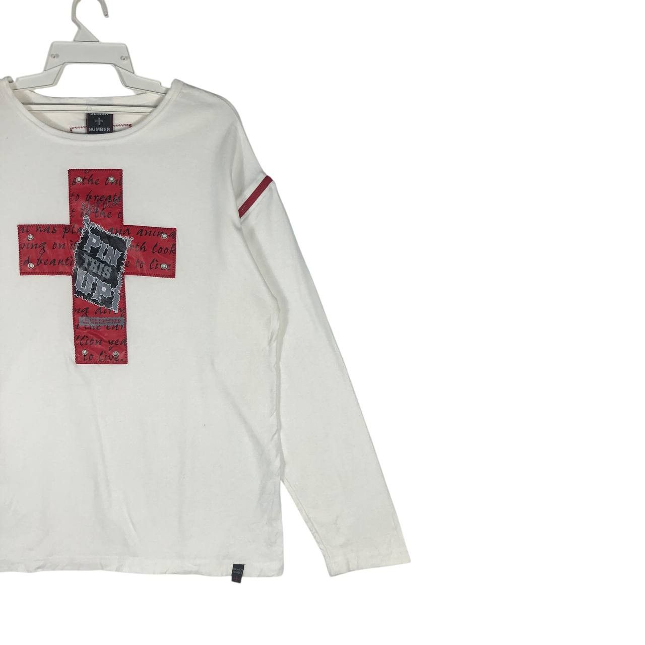 Japanese Brand × Vintage Vintage Slash Number Long Sleeve White T-Shirt Size US L / EU 52-54 / 3 - 4 Thumbnail