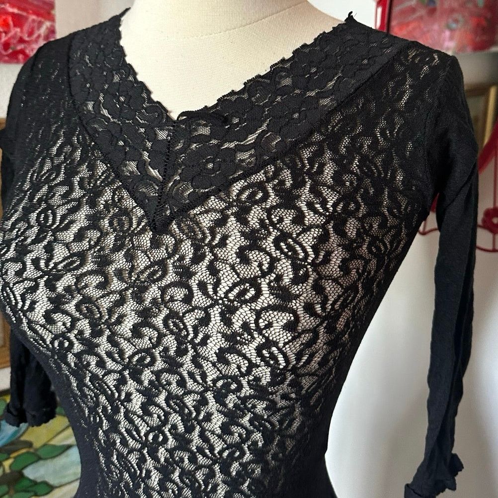 Other sophia lace black long sleeve top Size S / US 4 / IT 40 - 2 Thumbnail