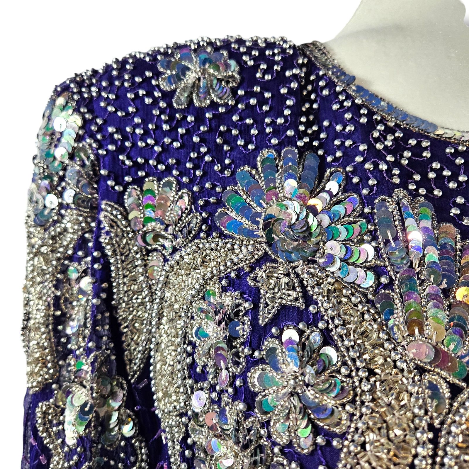 Other VTG JP Fashion Hand Beaded Silk Sheath Dress Sz. M Purple Size M / US 6-8 / IT 42-44 - 9 Thumbnail