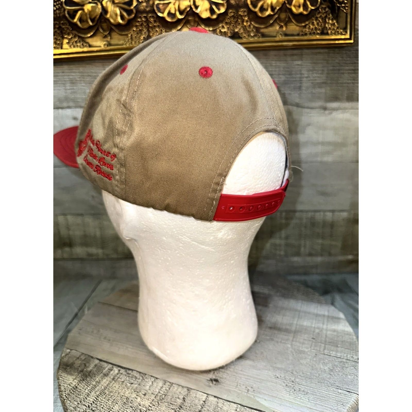 Vintage Unbranded Cockfighting Mexico USA Snapback Hat Cap Beige Beige Tan crown / red brim Men One Size Adjustable snapback Size ONE SIZE - 6 Thumbnail