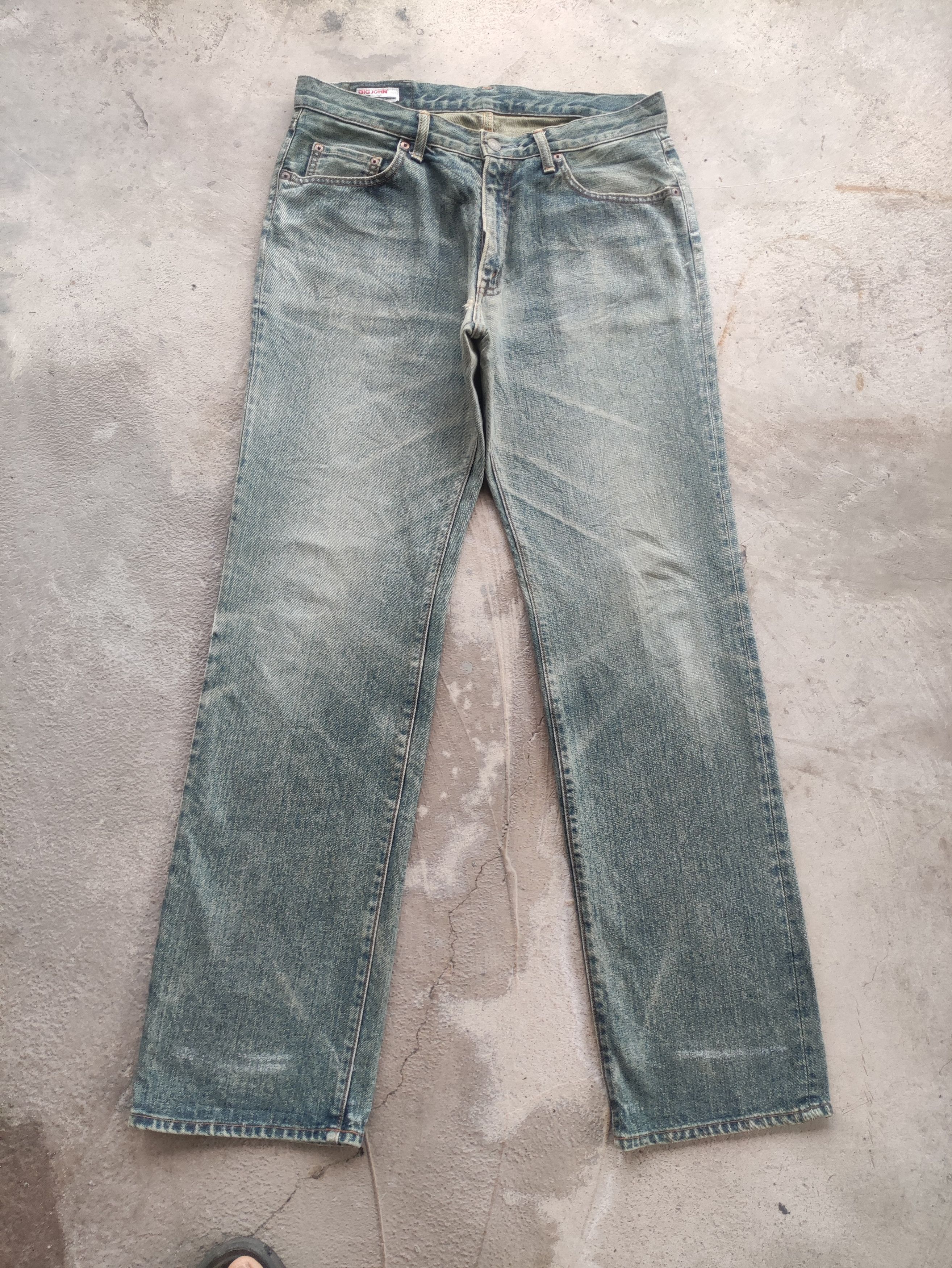 Big John Vintage Big John Japan Jean Distressed Faded Denim Size US 35 - 1 Thumbnail