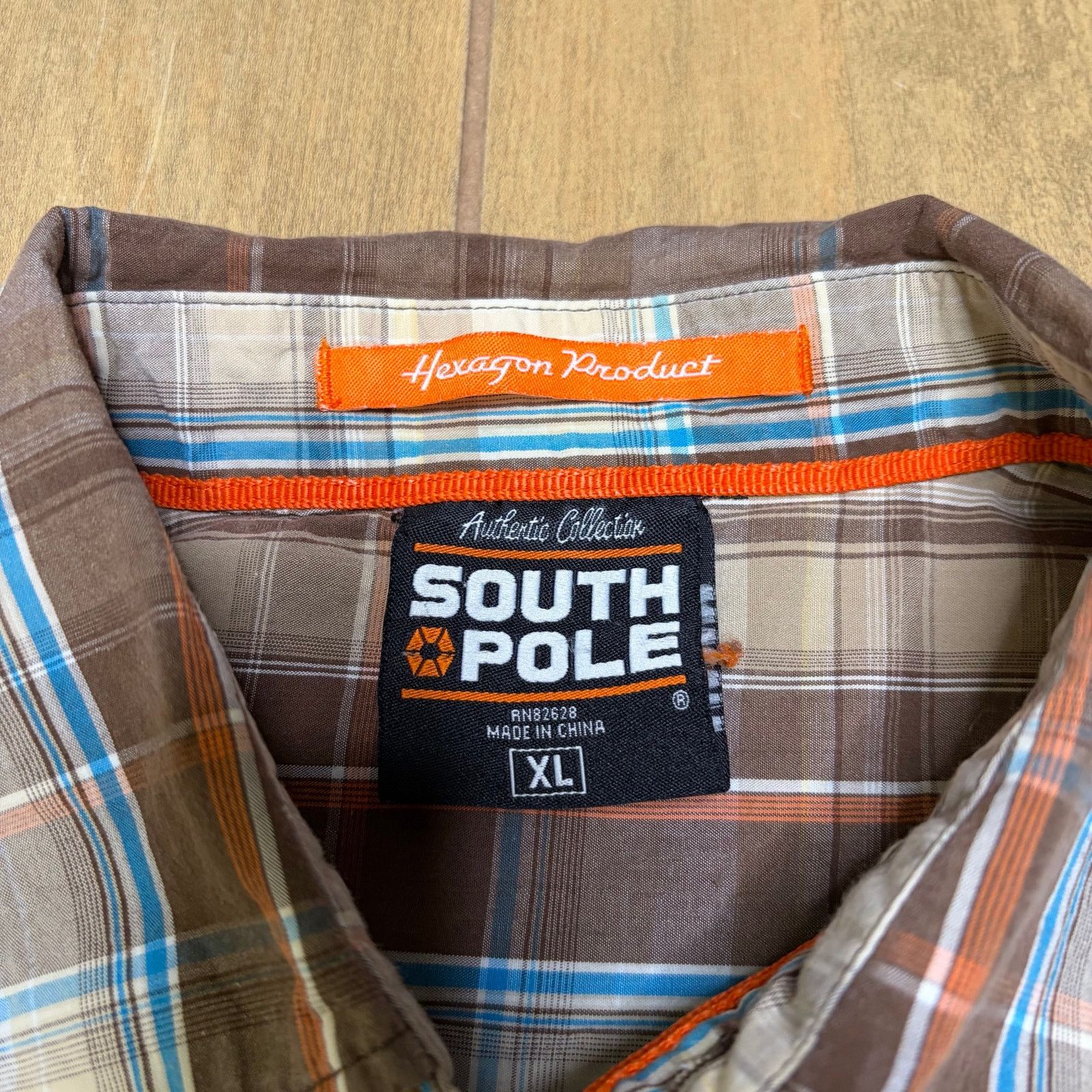 Southpole Vintage South Pole Plaid Button Up Shirt Mens XL Brown Y2K Size US XL / EU 56 / 4 - 3 Thumbnail