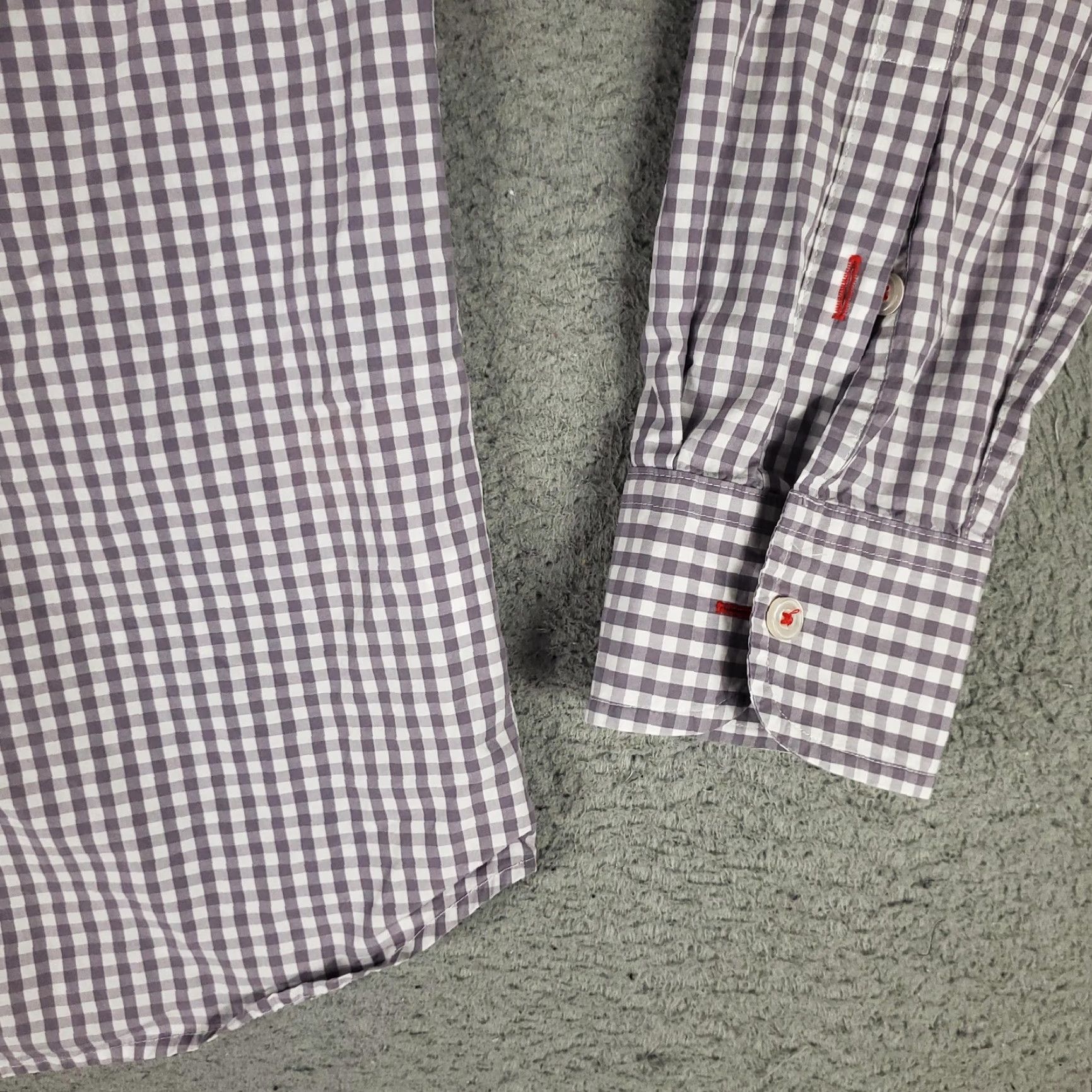 UNTUCKit UNTUCKit Shirt Mens Medium Slim Fit Long Sleeve Button-Up Check Dress Shirt Purple Mens Size 40R - 4 Thumbnail