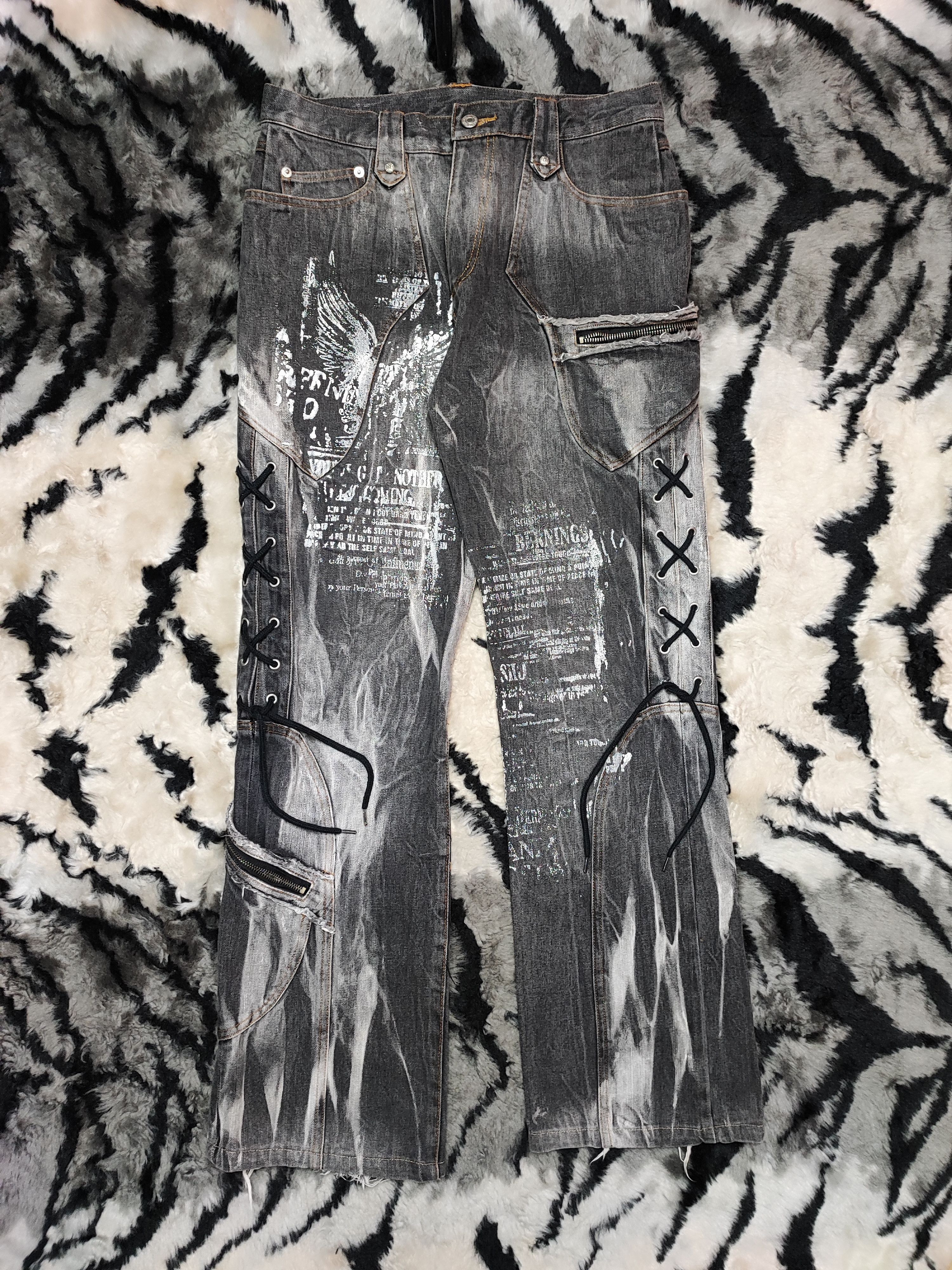 Undercover Berning Sho Bondage Punk Laced Denim Flares Size US 30 / EU 46 - 2 Thumbnail