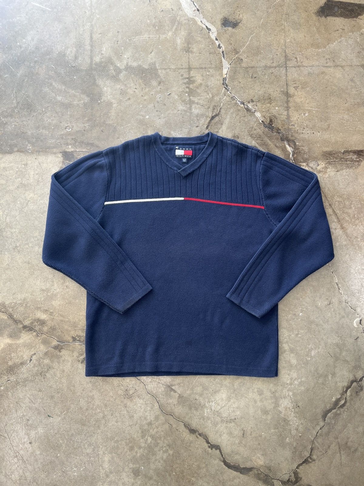 Tommy Hilfiger × Vintage Vintage 90s Tommy Hilfiger Stripe Ribbed Knit Sweater XL Size US XL / EU 56 / 4 - 2 Thumbnail
