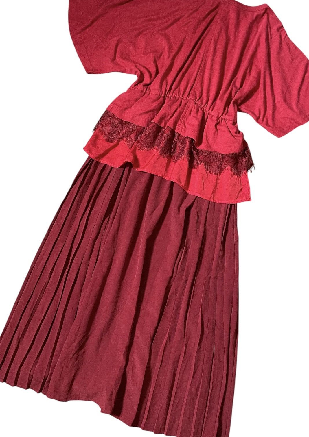Undercover Undercover x GU hybrid lace pleated red dress Size M / US 6-8 / IT 42-44 - 3 Thumbnail