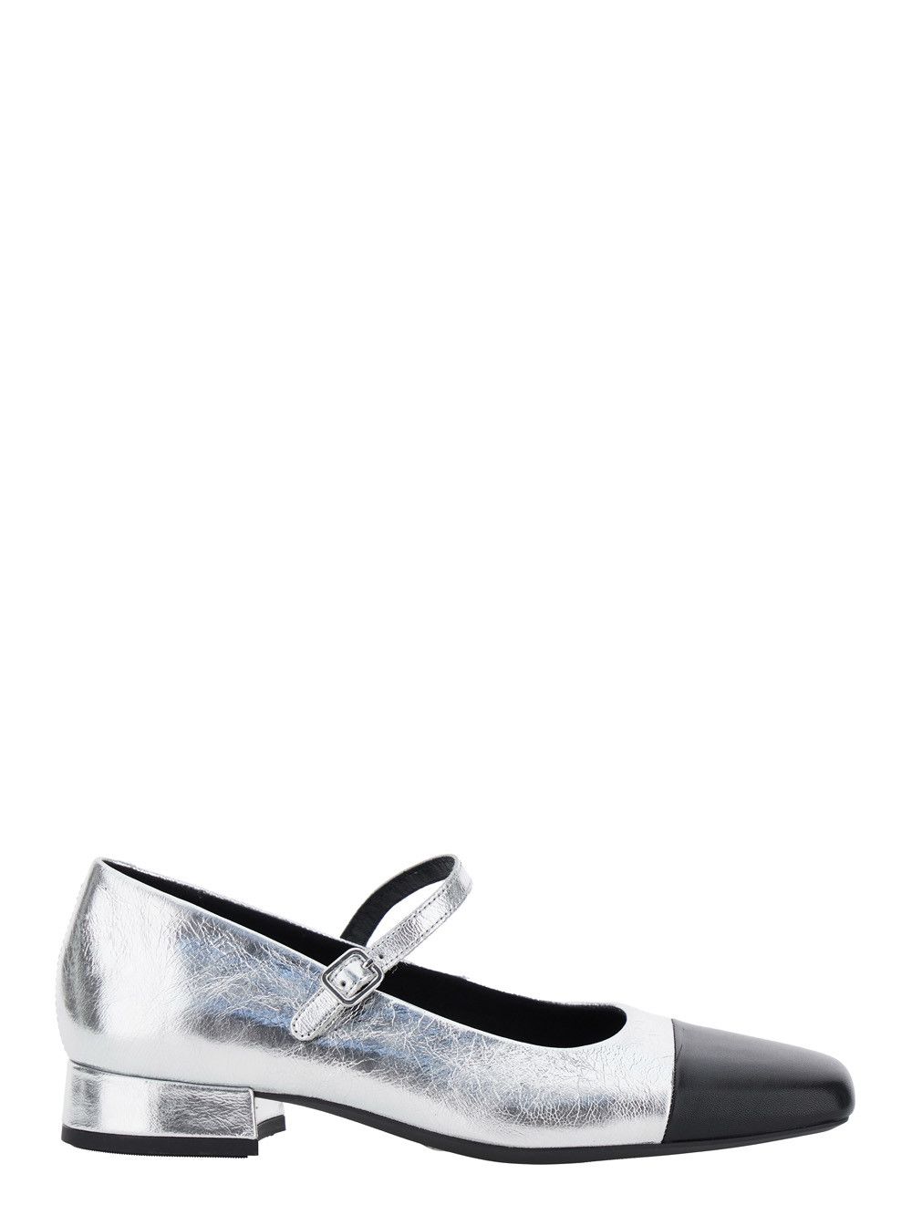 'Debby' Silver Colored Slingback Pump with Adjustable Strap in Leather Woman