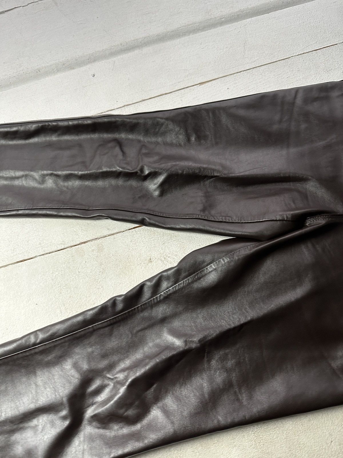 Leather 🚨Vintage leather pants motorcycles BROWN LUXURY Y2K Size 32" / US 10 / IT 46 - 3 Thumbnail