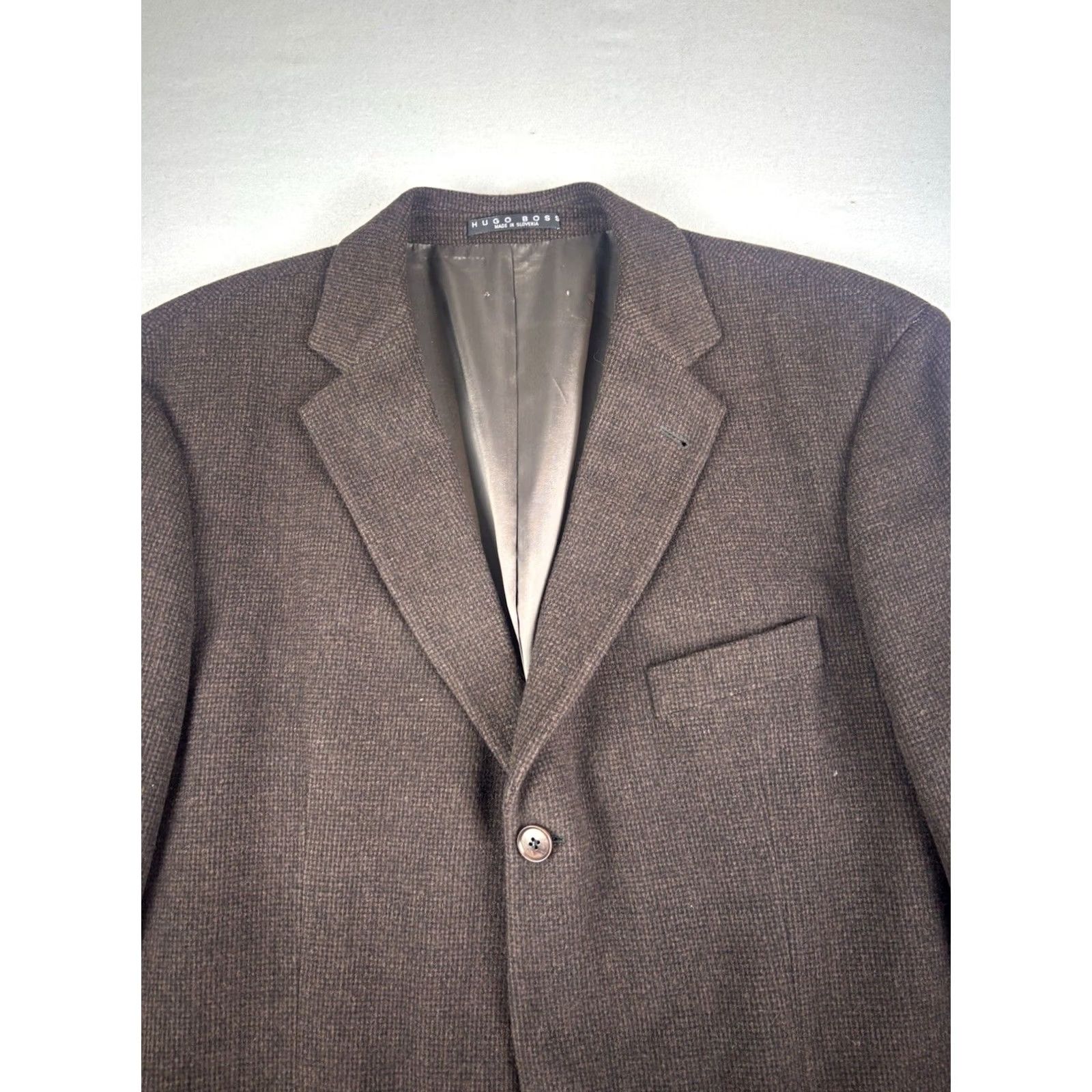 Hugo Boss VINTAGE Hugo Boss Loro Piana Blazer Mens 46L Long Brown Wool 3 Button Sport Coat Dry Clean Only Size 46R - 2 Thumbnail