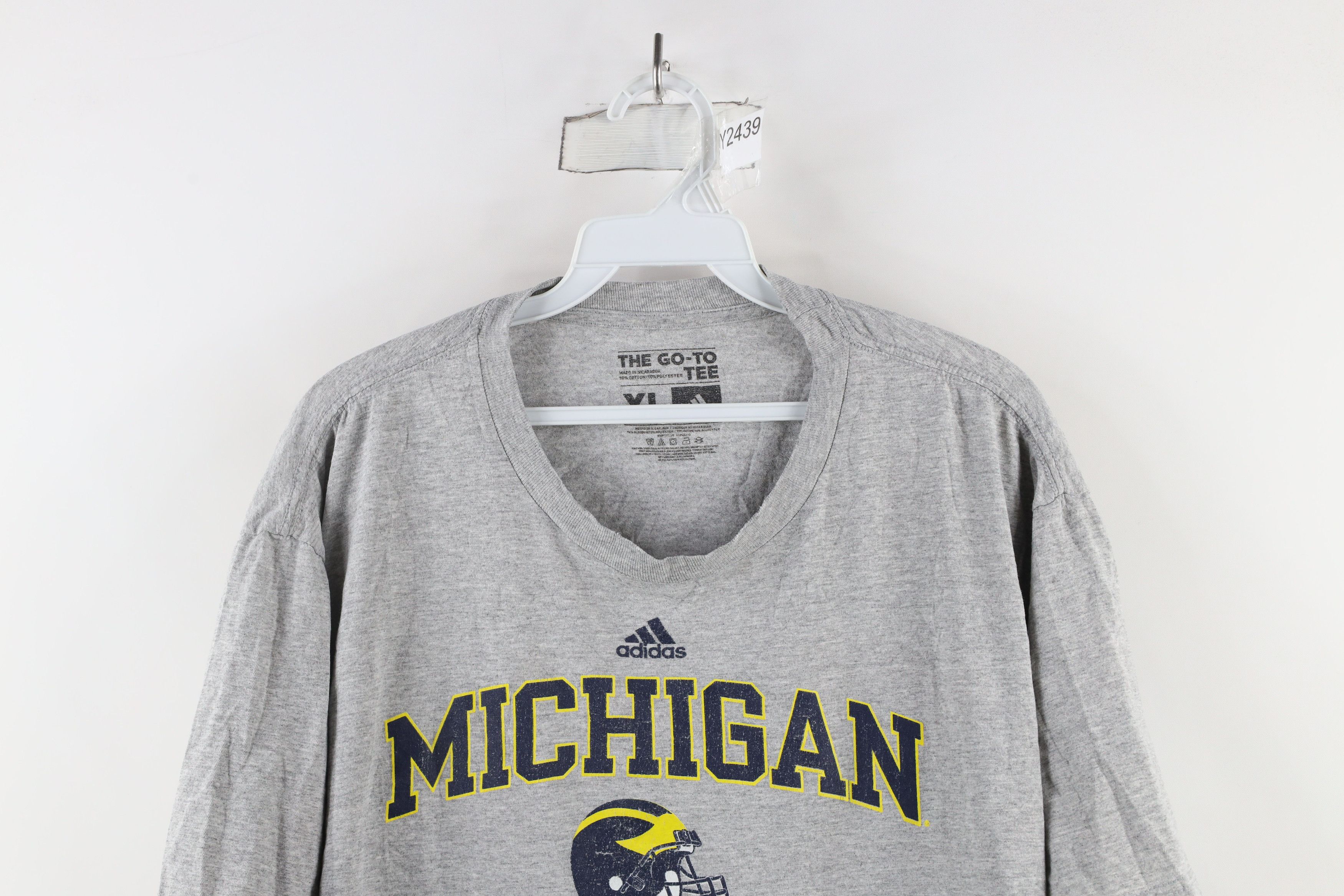 Adidas × Vintage Vintage Adidas University of Michigan Football T-Shirt Gray Size US XL / EU 56 / 4 - 2 Thumbnail