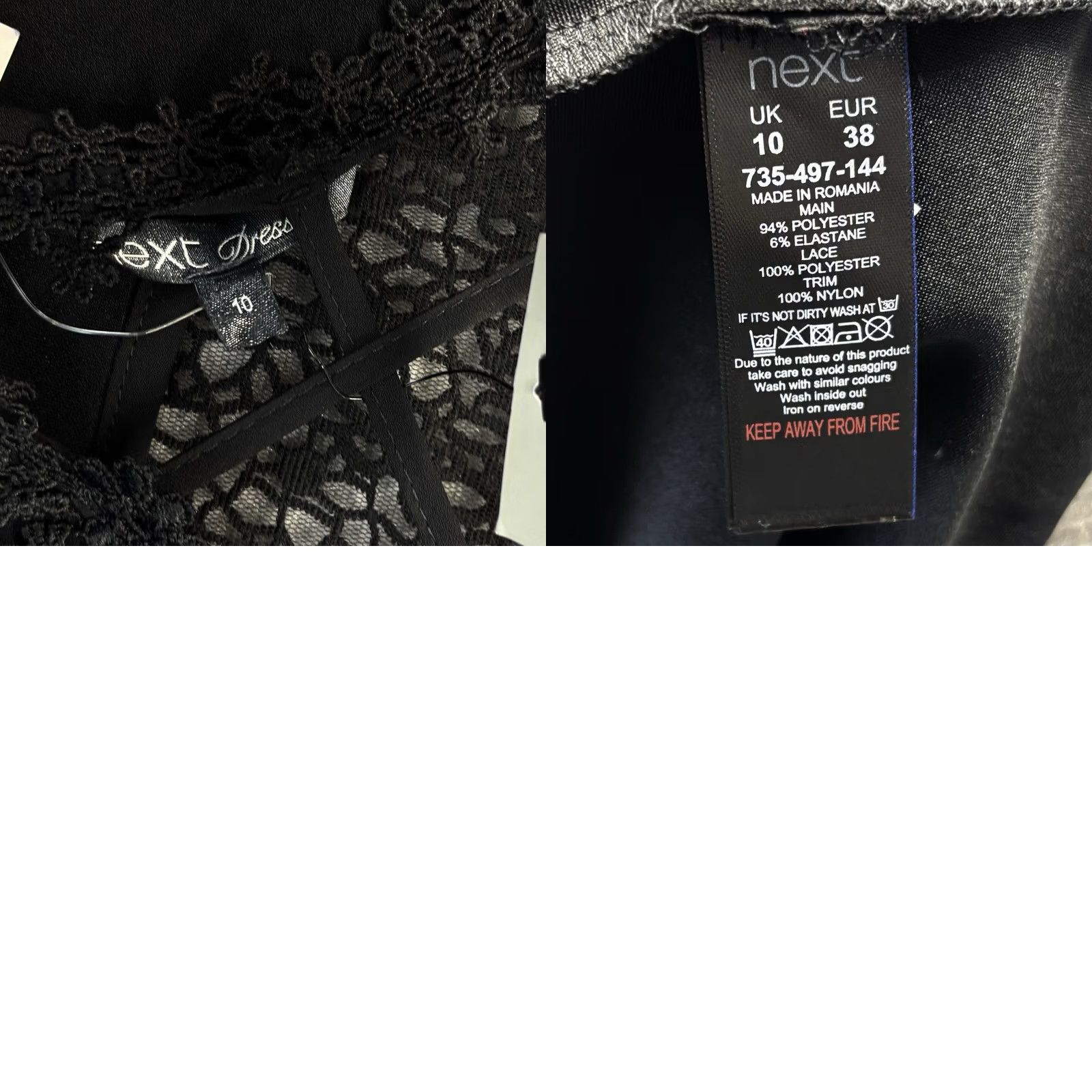 NEXT Next Dress UK10 Stretch Fishtail & Lace Strappy Black Evening Party Event Dress Size L / US 10 / IT 46 - 8 Thumbnail
