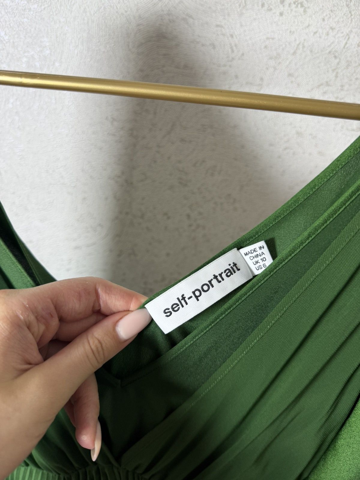Self-Portrait Self-Portrait Green Pleated Midi Dress Size S / US 4 / IT 40 - 2 Thumbnail