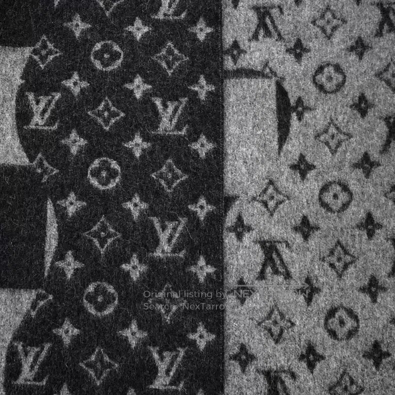 Louis Vuitton Louis Vuitton Black logo checkerboard paneled cashmere fri Size ONE SIZE - 7 Thumbnail