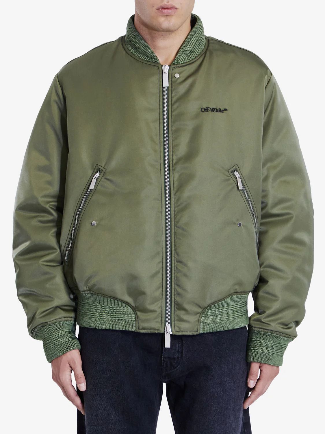 Off-White o1s22i1n1124 Padded Nylon Bomber Jacket in Khaki Size US M / EU 48-50 / 2 - 4 Thumbnail
