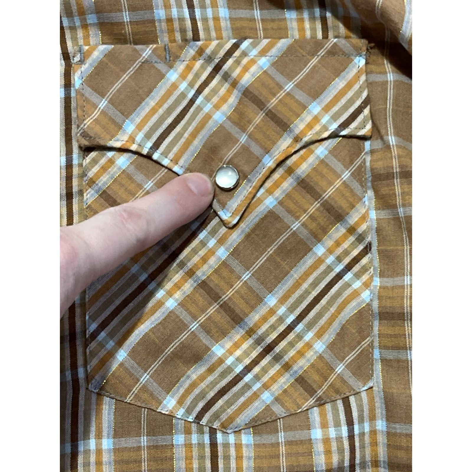Vintage Miller Shirt Men's Size 16-35 Orange Brown Plaid Western Button Up Shirt, Casual, Regular Fit, Long Sleeve, Collared, Fall Spring Summer, Mens Size XXL / US 16-18 / IT 52-54 - 3 Thumbnail