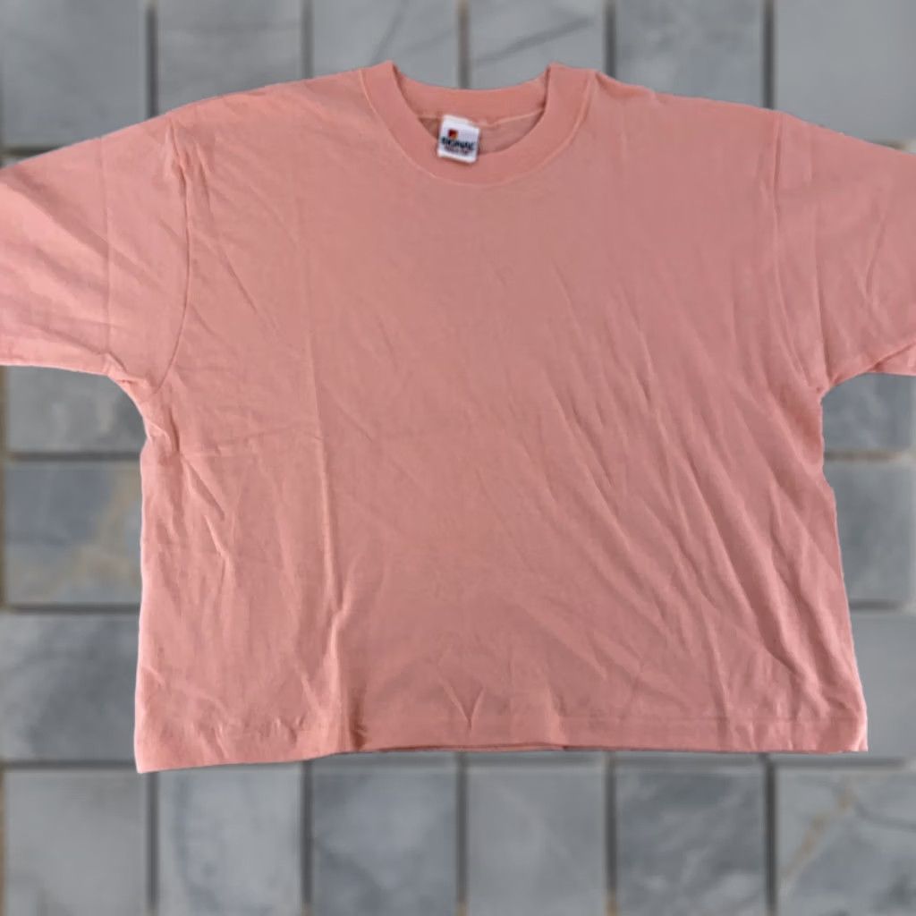 Pinko VINTAGE Signal Shirt Mens CROPPED Large USA Single Stitch tee 90s Pink Cotton Crew Neck Short Sleeve 90s Mens Large Pink Signal Shirt Size US M / EU 48-50 / 2 - 1 Thumbnail