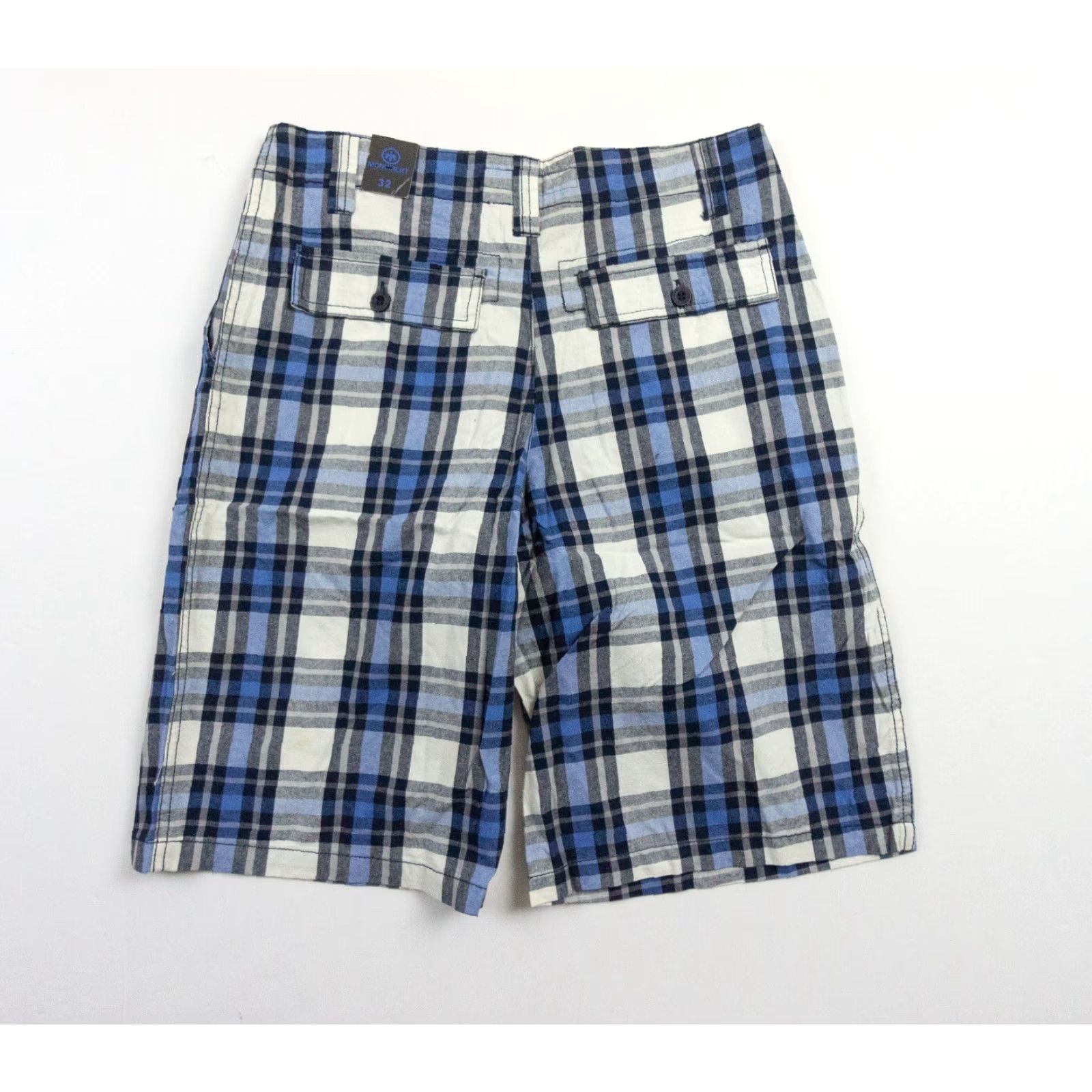 Vintage VINTAGE Monument Men’s Chino Shorts Casual Blue Plaid 32 Inch Inseam Flat Front Size US 32 / EU 48 - 4 Thumbnail