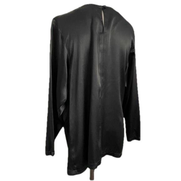Vintage Vintage 80s Black Long Sleeve Batwing Satin Blouse - M Size M / US 6-8 / IT 42-44 - 8 Thumbnail