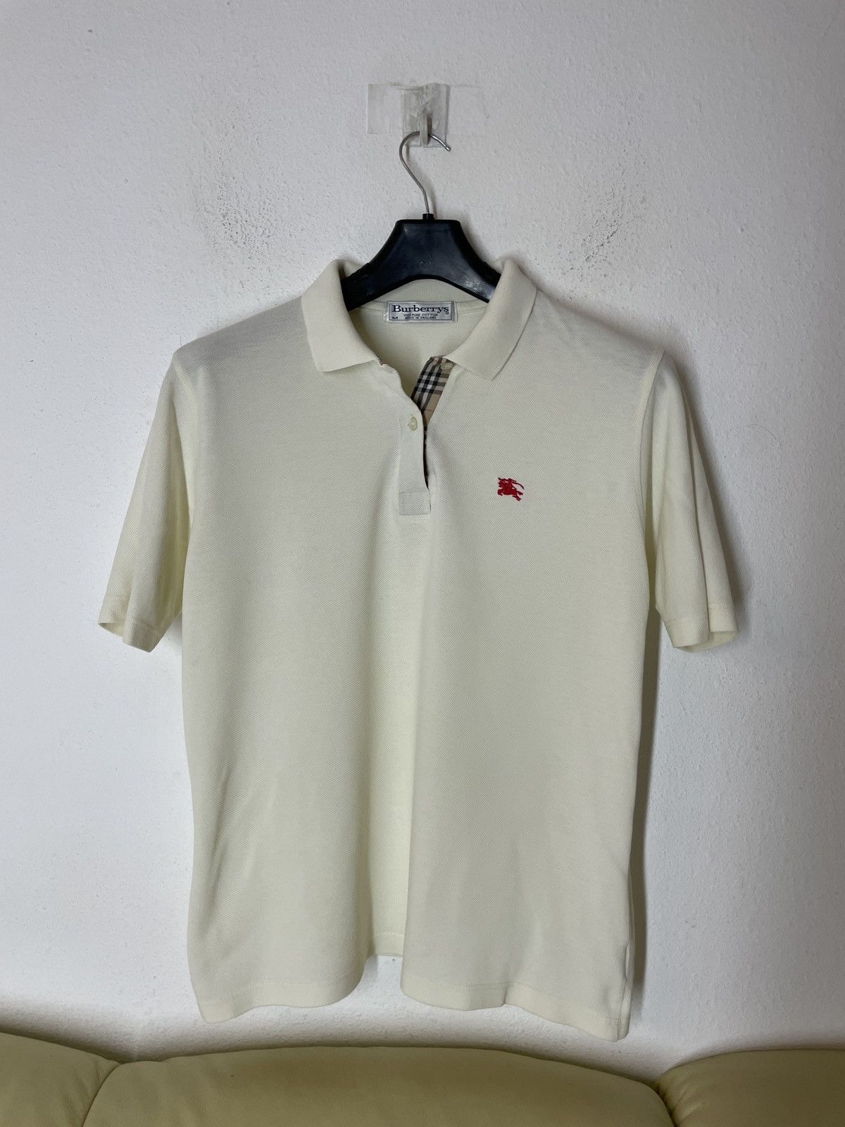 Vintage Burberrys checked White Cream Polo Shirt