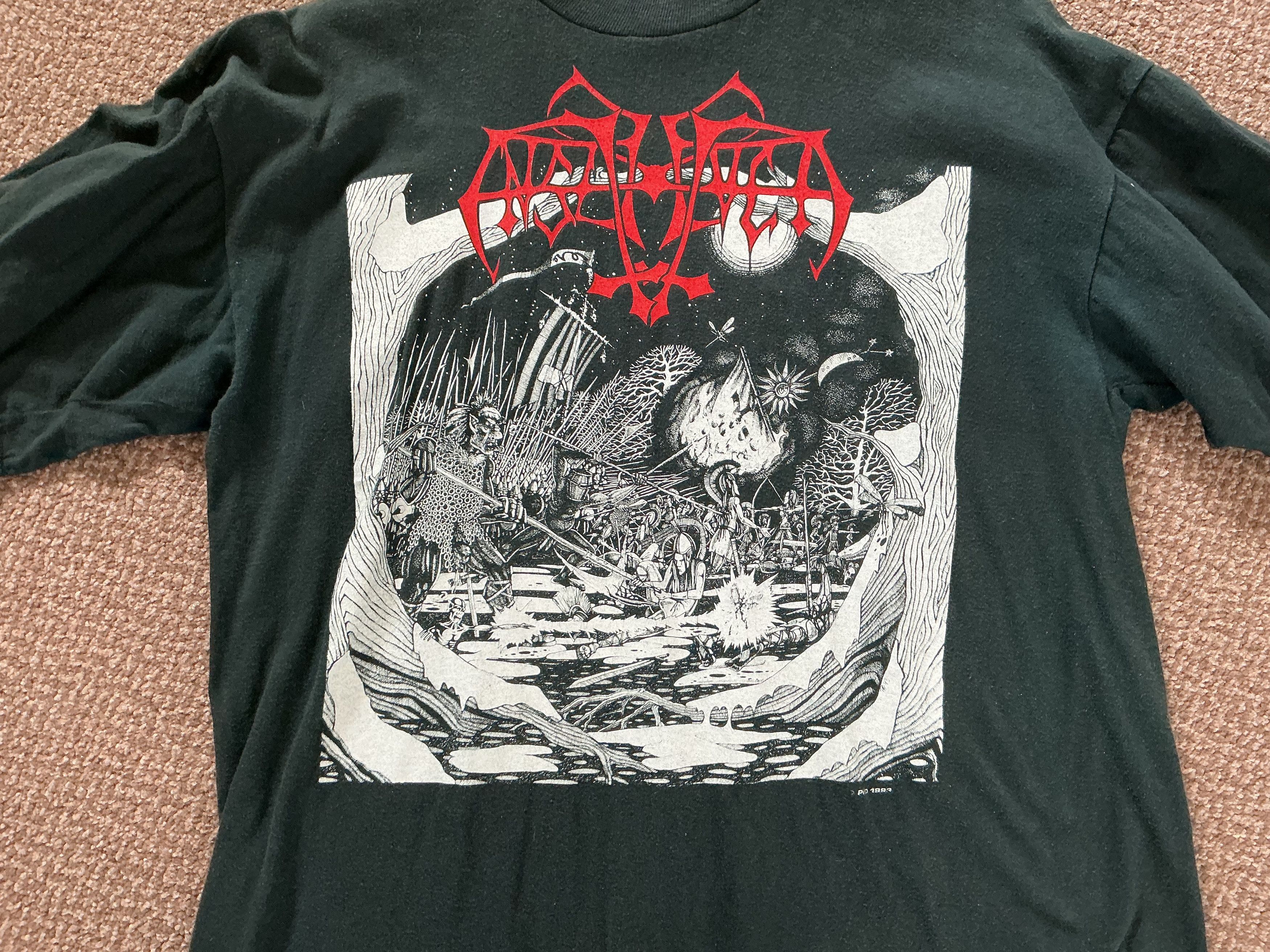Vintage Rare 1993 Enslaved Hordanes Land t shirt black metal Size US XL / EU 56 / 4 - 2 Thumbnail