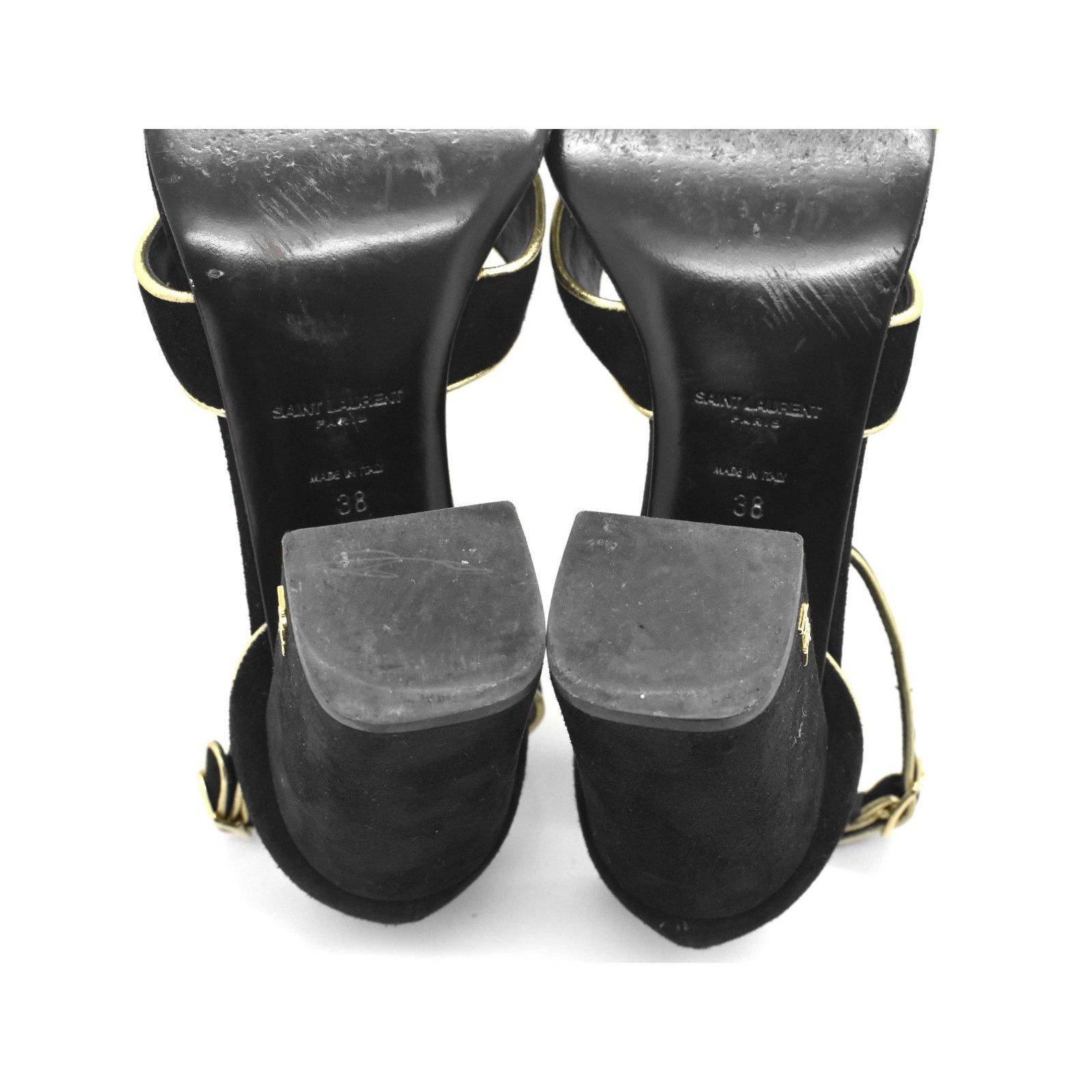 Yves Saint Laurent YVES SAINT LAURENT Black Suede Ankle Strap Sandal Heels 38 Size US 8 / IT 38 - 8 Thumbnail