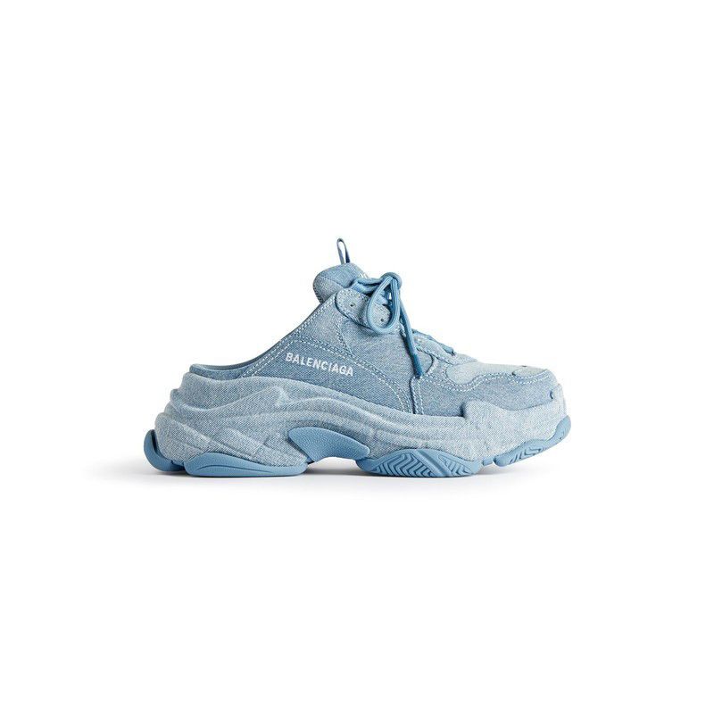 Balenciaga o1la1rc1a0925 Triple S Mules Denim in Blue Size US 7 / IT 37 - 1 Thumbnail